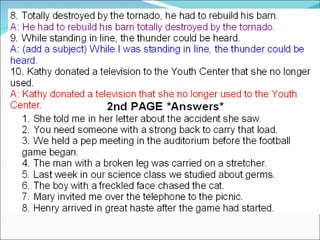 English 7th Grade Misplaced Modifiers Worksheet Answers | PPT
