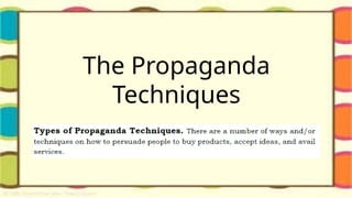 English 8 Quarter 3 Week 2 Lesson Propaganda Techniques.pptx