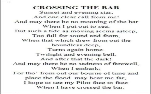 English 9 Crossing The Bar By Alfred Tennyson