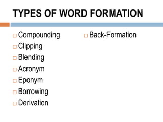 English 9 - Word Formation