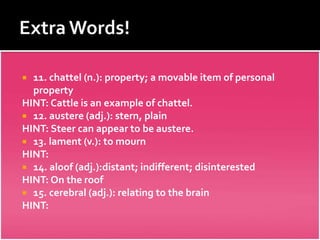 English 9 honors vocab 7 | PPTX