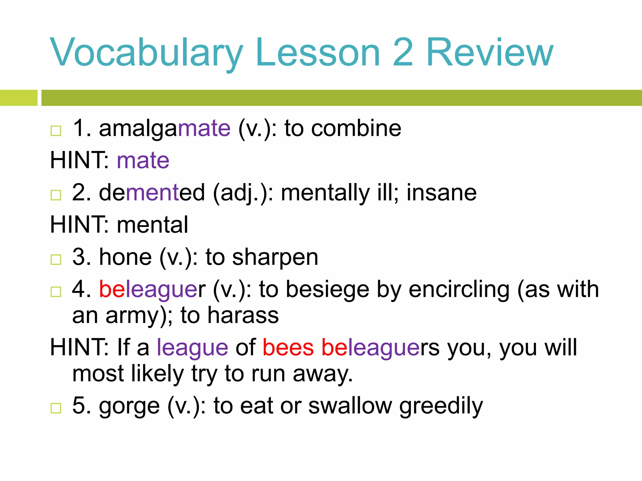 English 9 honors vocabulary 1 4 (60 words) | PPTX