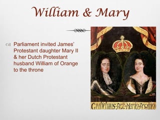 End of the CommonwealthAfter Cromwell’s death (1658) Puritans lost control of EnglandNew Parliament invited Charles II back as KingCharles II met with cheering crowds