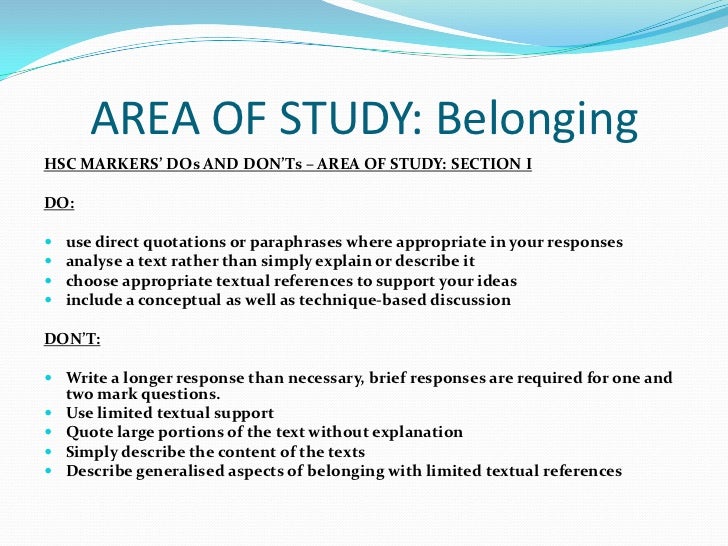 Examples of belonging thesis