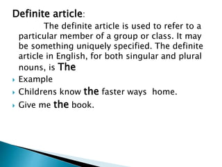 Something Definite Example What are Article? | PPTX