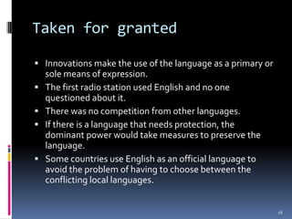 Local Language Innovation English as a global language grace | PPTX