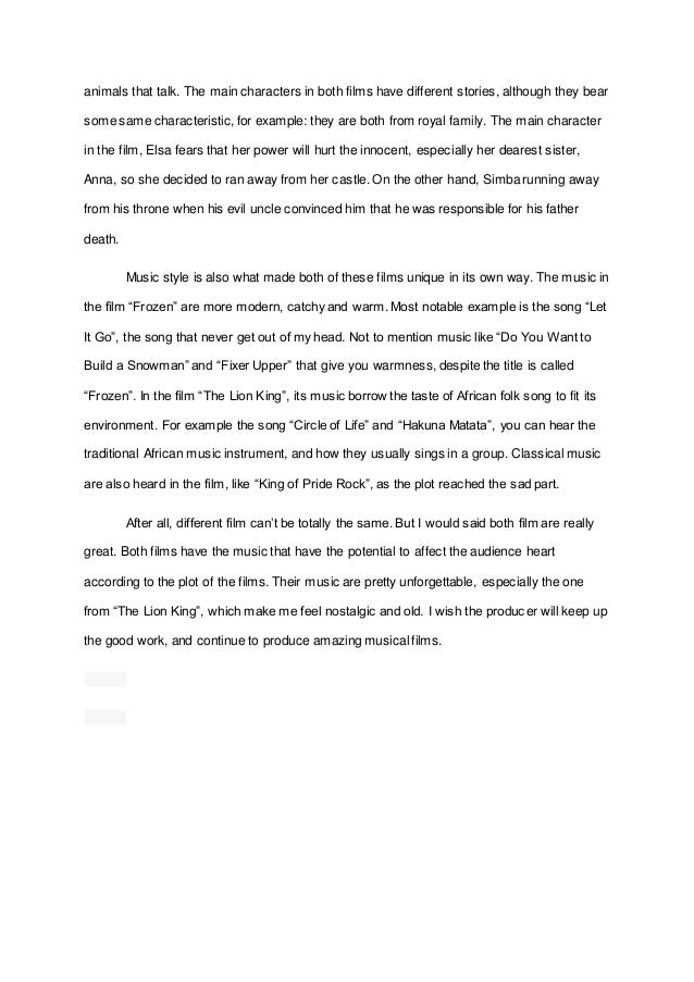 Musical-based Film Contrast Essay