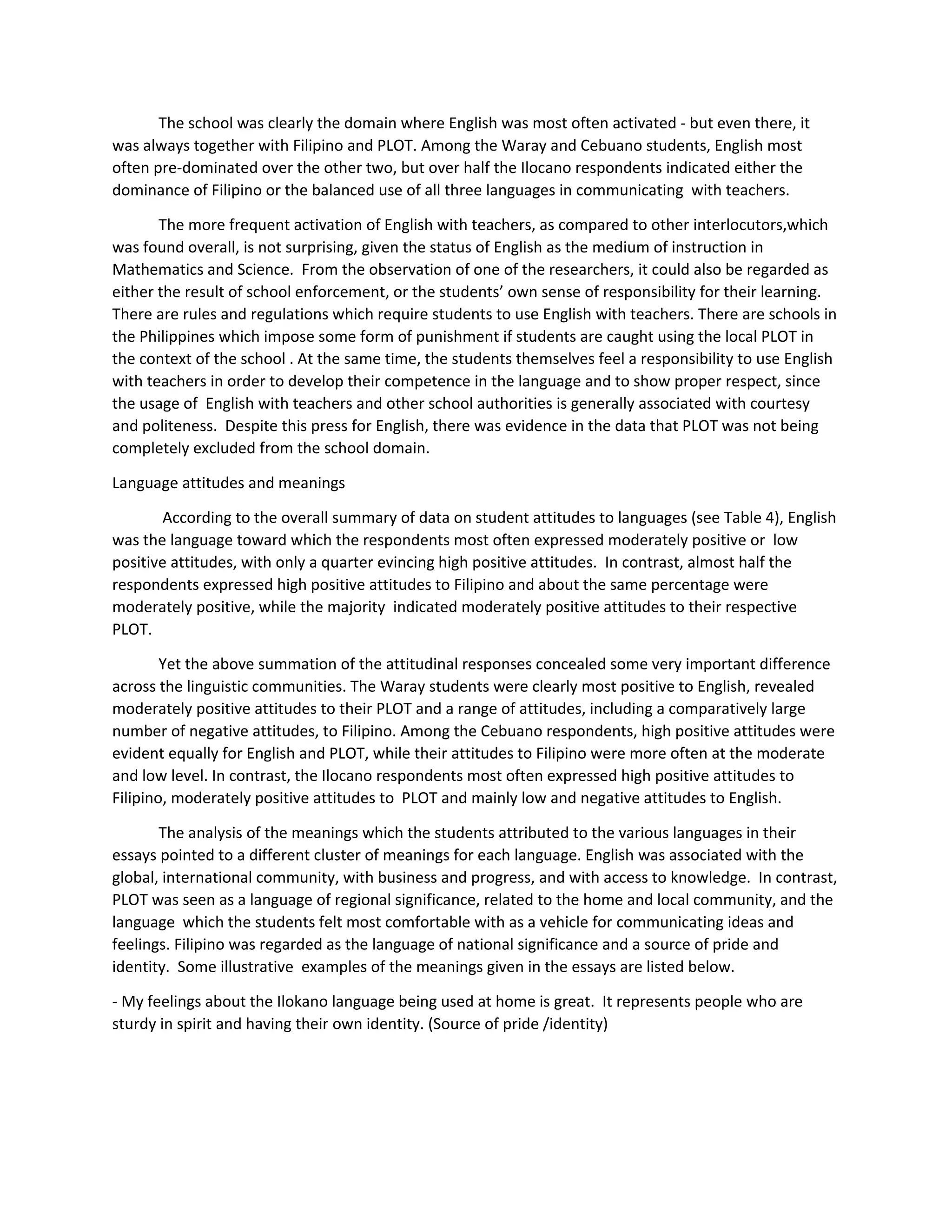 English as the medium of instruction for science and its effects on the ...