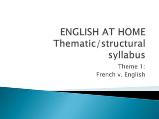ENGLISH AT HOMEGrammar syllabus Theme 1: Frenchv. English 1 www.spanishsouthamerica.org 