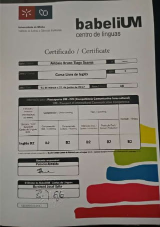 English B2 Level Certification
