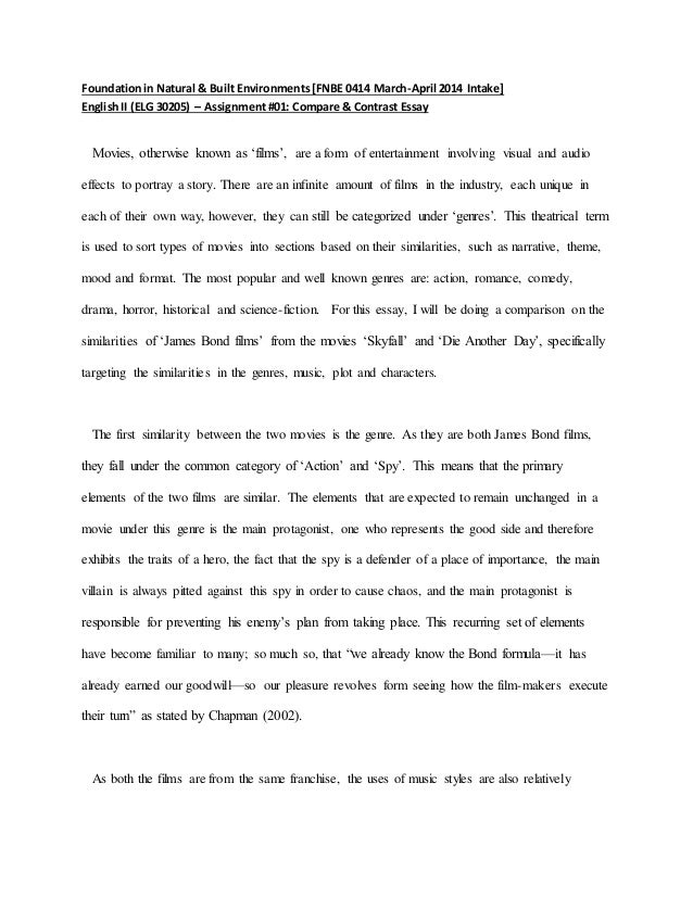 types of compare and contrast essays