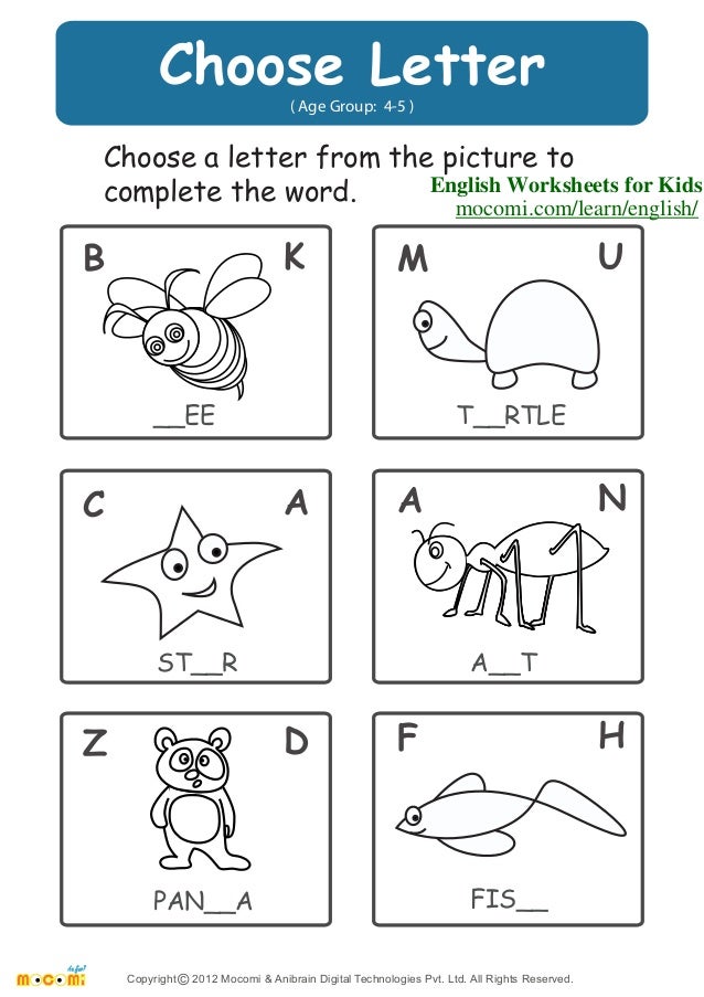 choose letter english worksheets for kids mocomicom