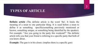 Something Definite Example Article-Part-i / English Class Part Two 2 | PDF