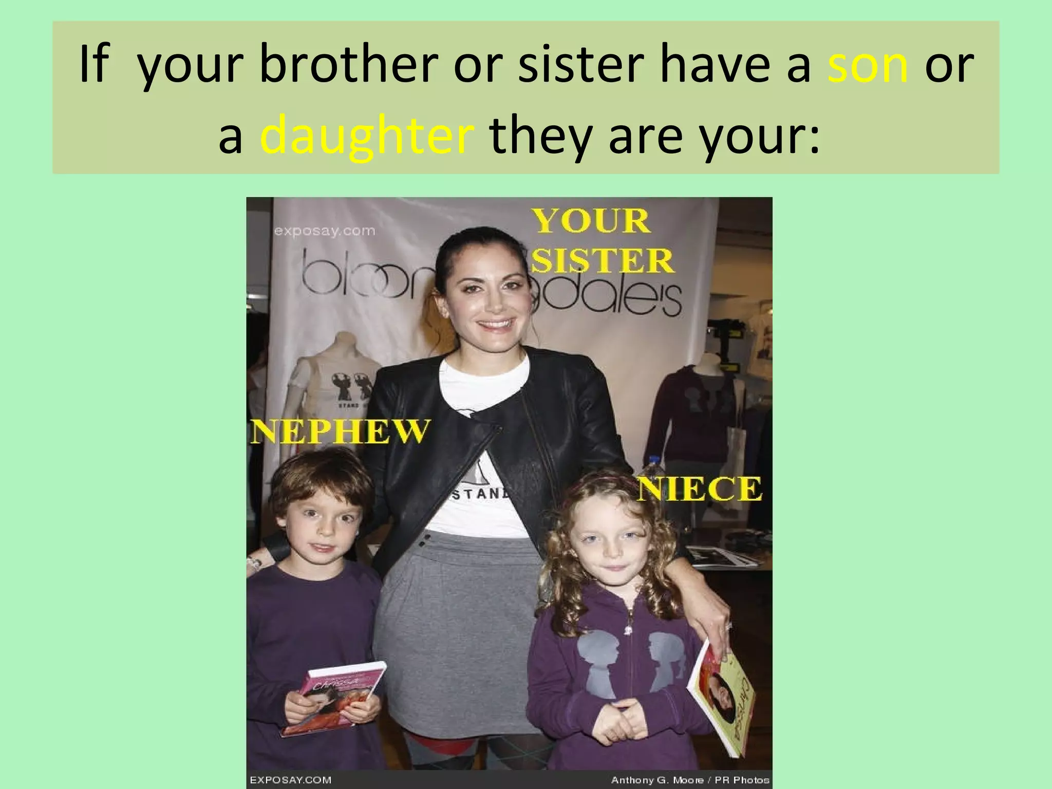 If your brother or sister have a son or a daughter they are your: