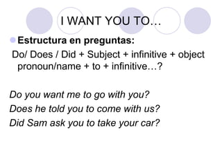 PRESENT CONTINUOUS
(FUTURE)
El presente continuo se utiliza cuando
hemos decidido y concretado alguna
acción para el futuro.
I’m flying to Berlin next week
They’re visiting us tomorrow
El presente continuo también se utiliza
para acciones que se van a realizar
enseguida.
Wait a second, I’m coming!

 