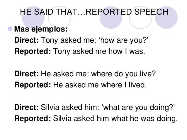 Resultado de imagen para ejemplo de reported speech