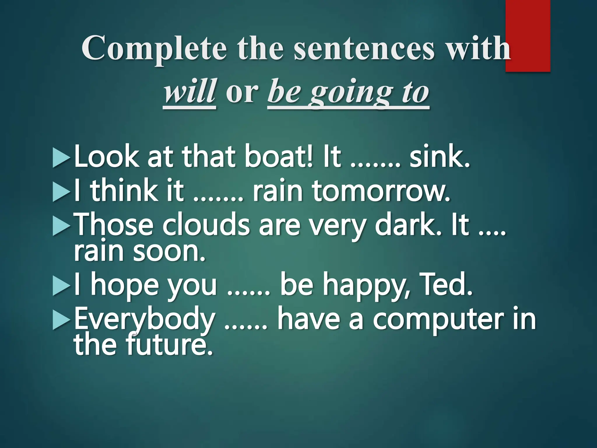 English class use of will going to pptx