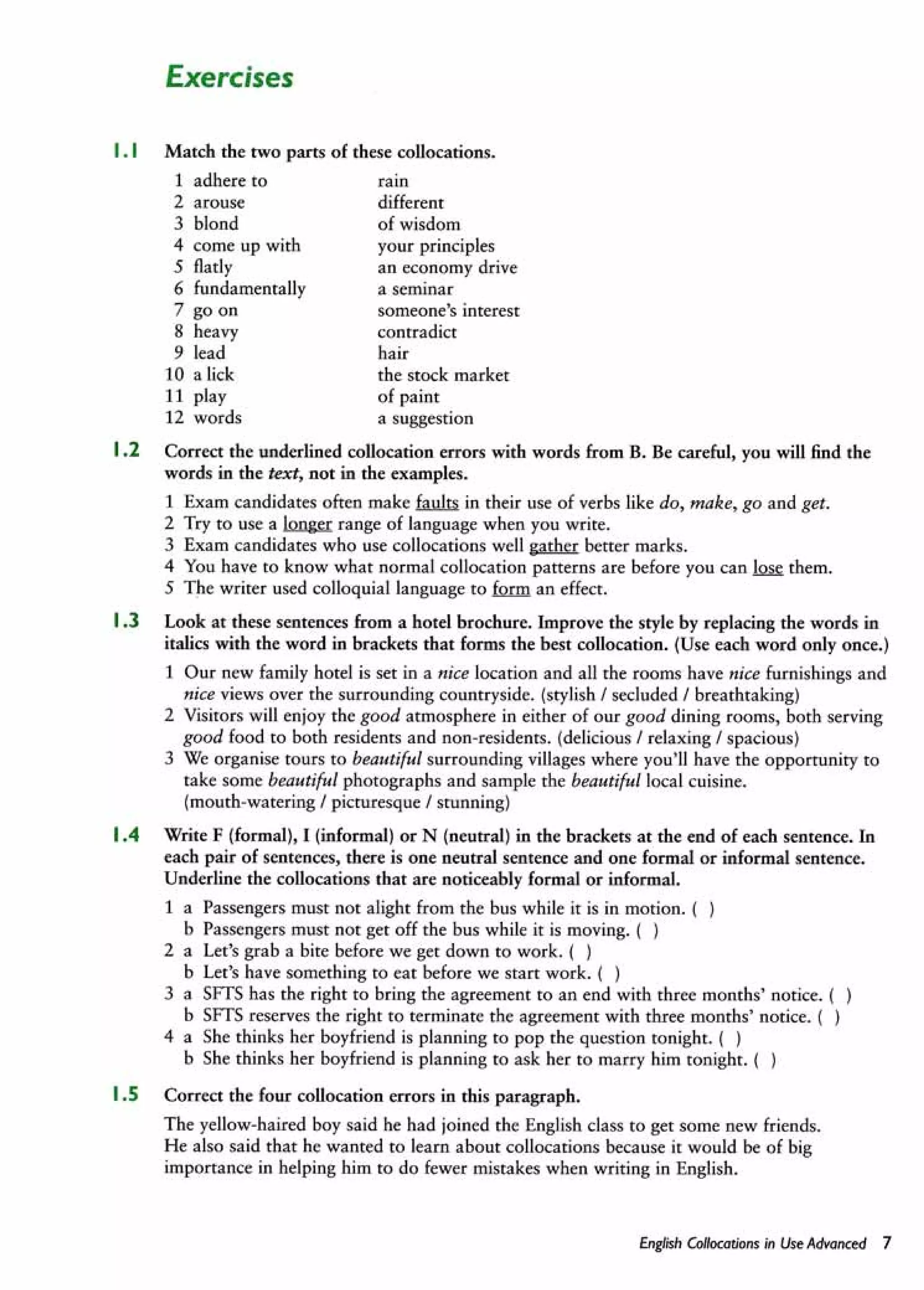 English collocations advanced