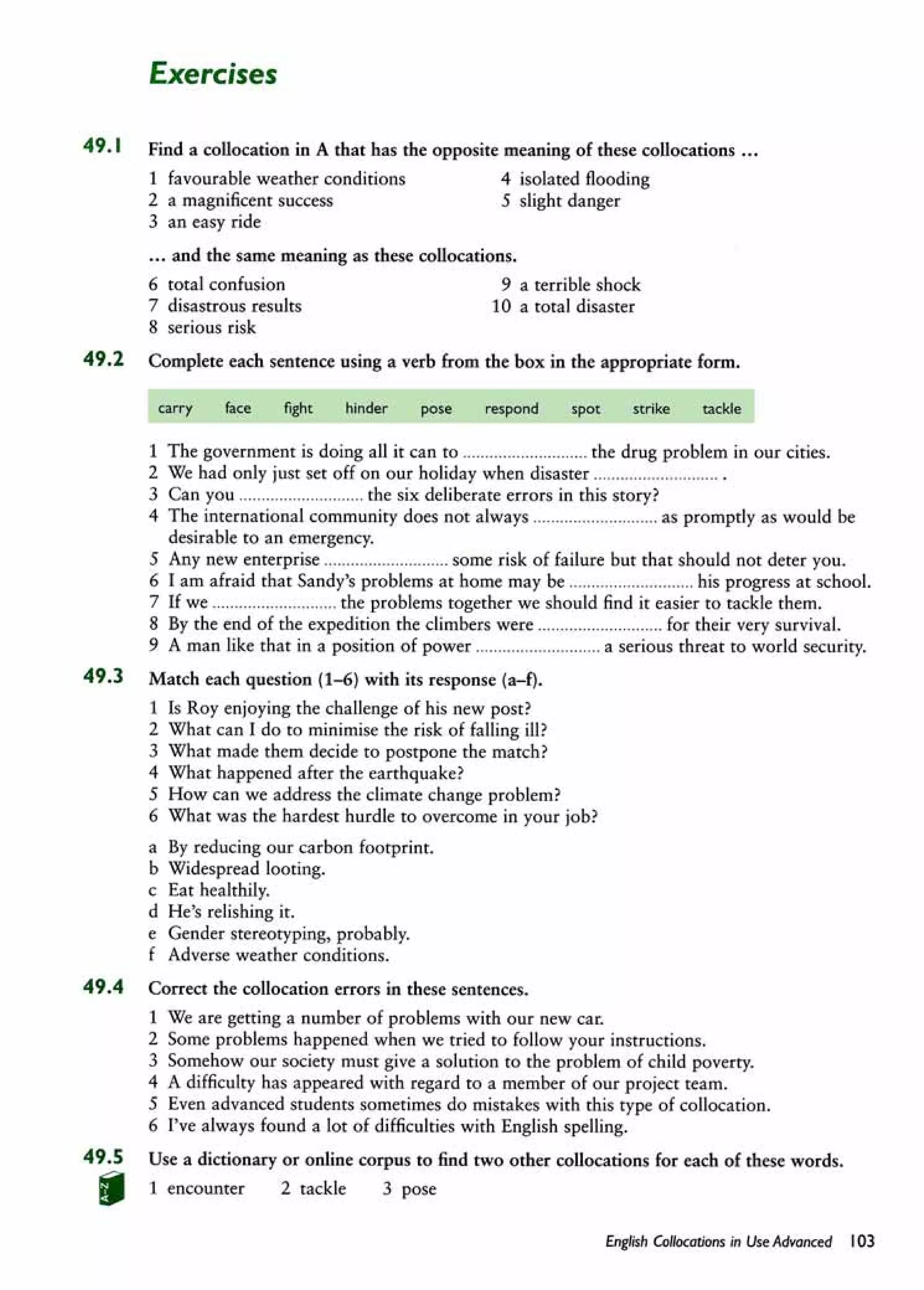 English collocations advanced