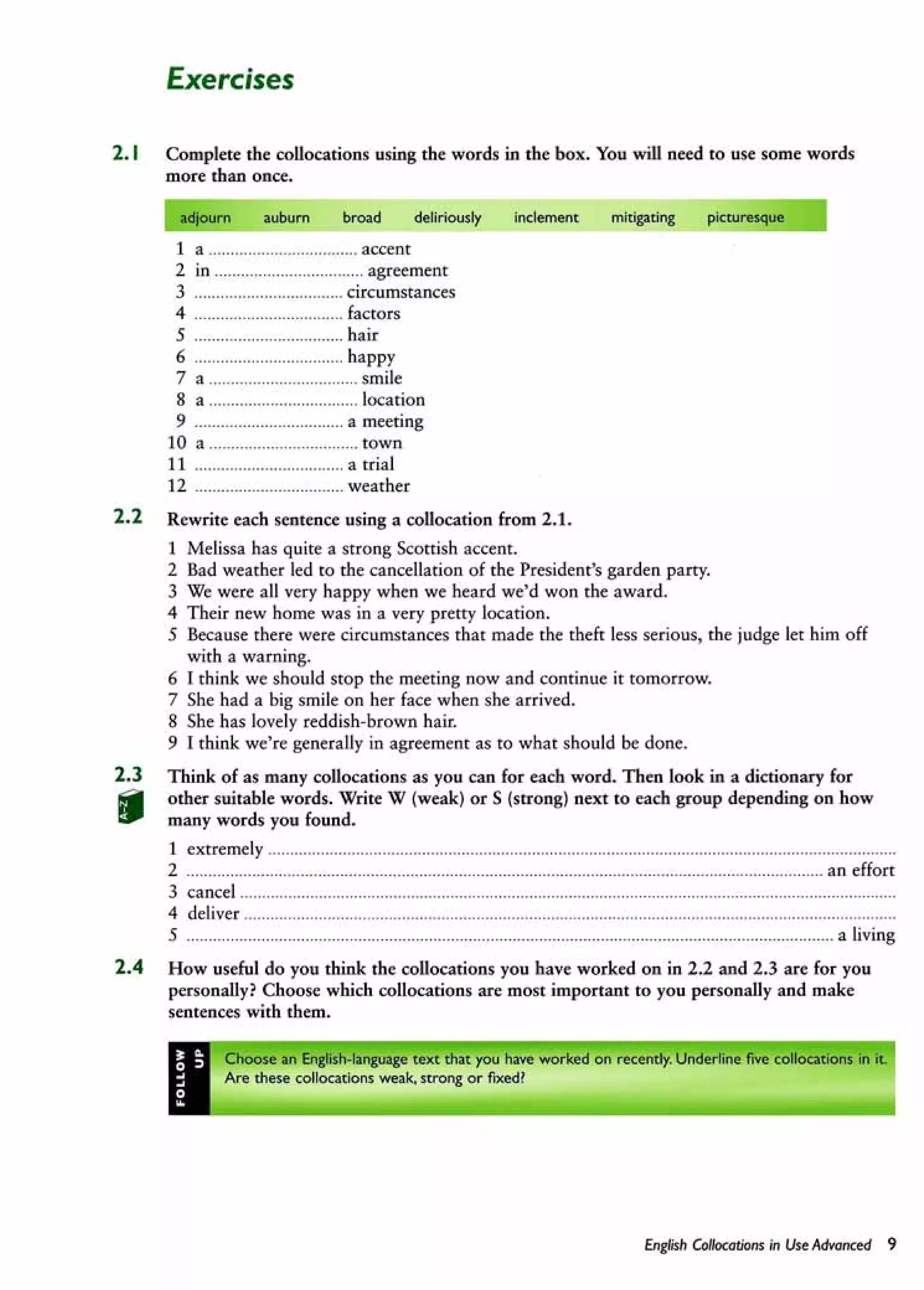 English collocations advanced