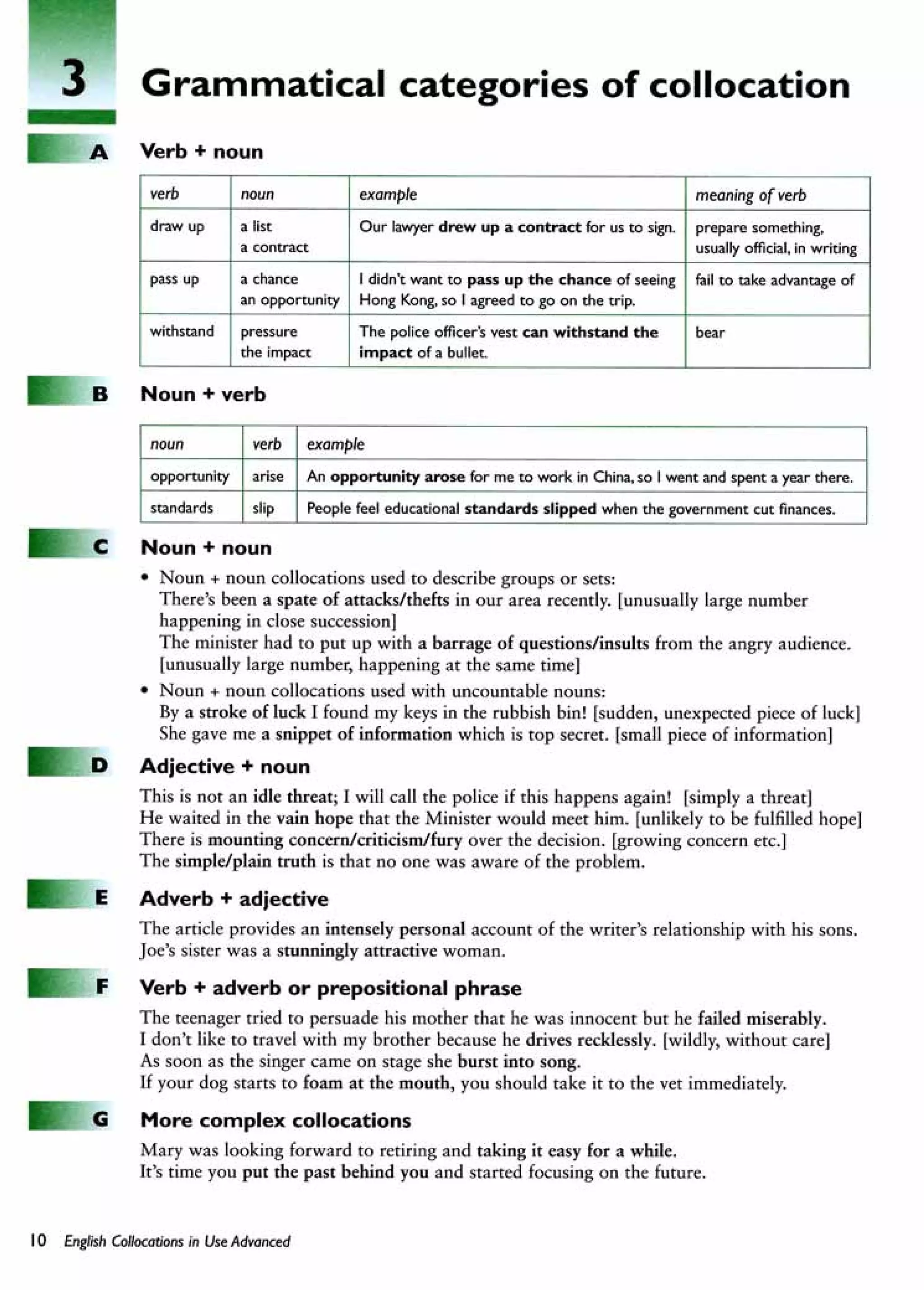 English collocations advanced