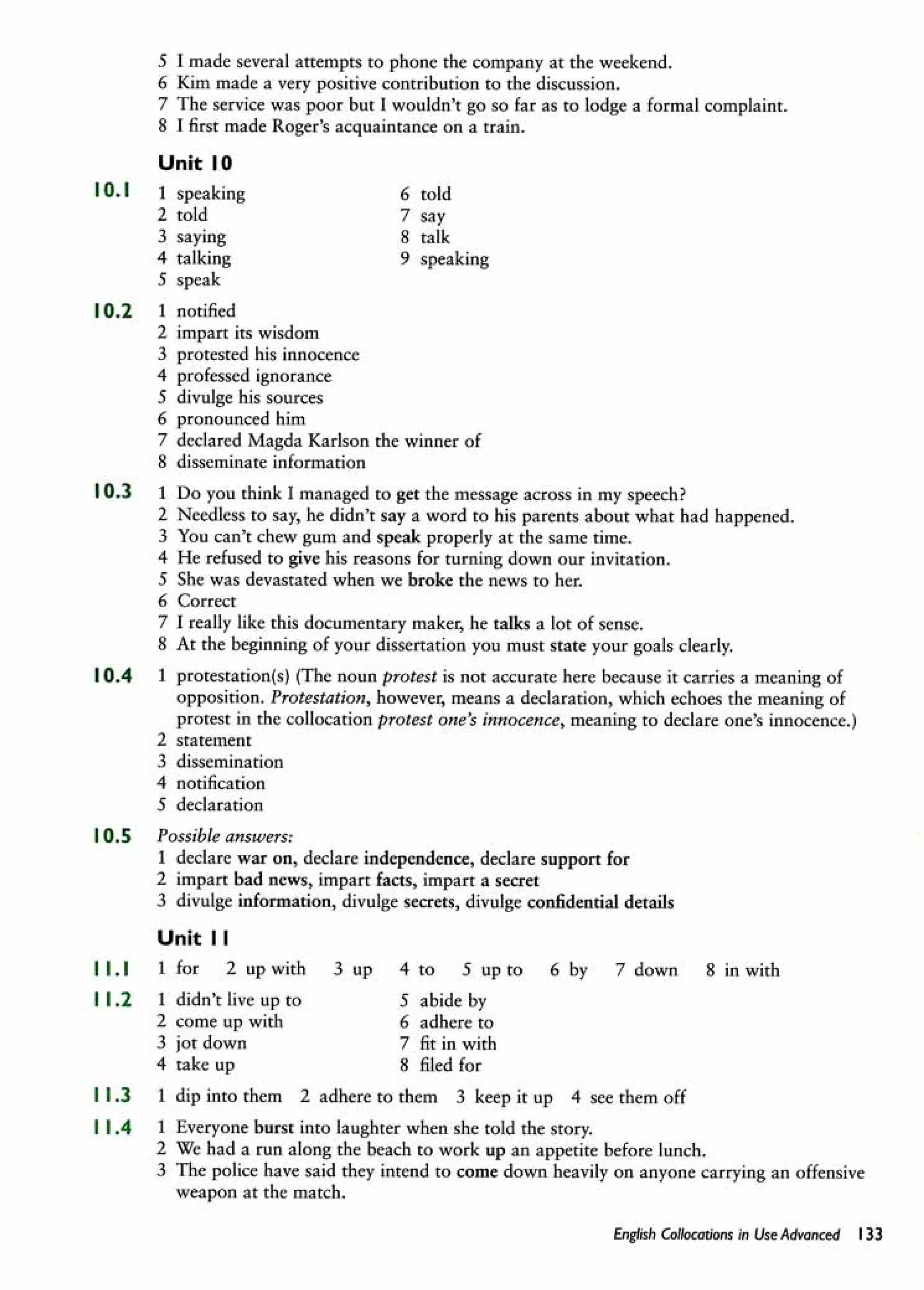 English collocations advanced
