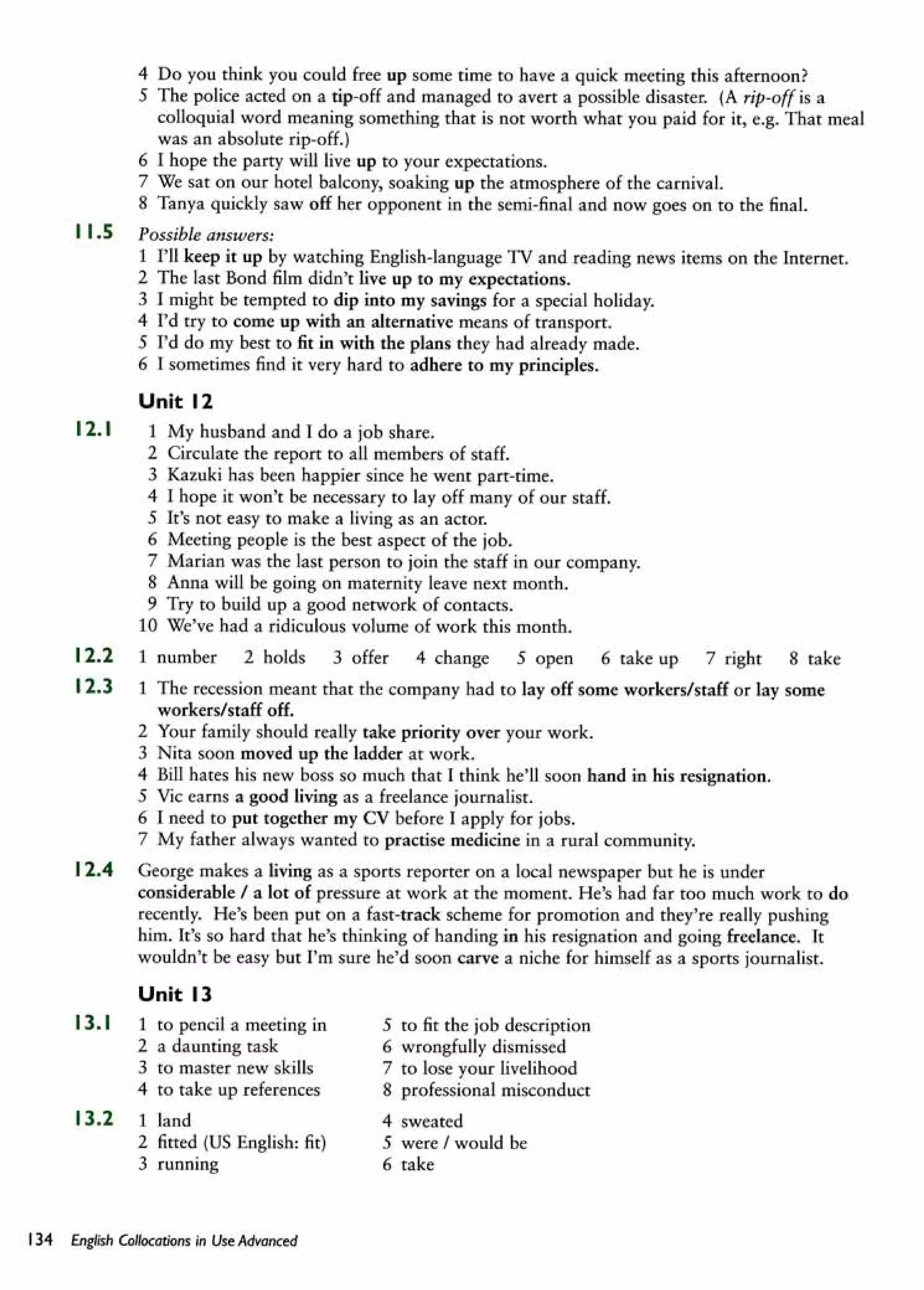 English collocations advanced