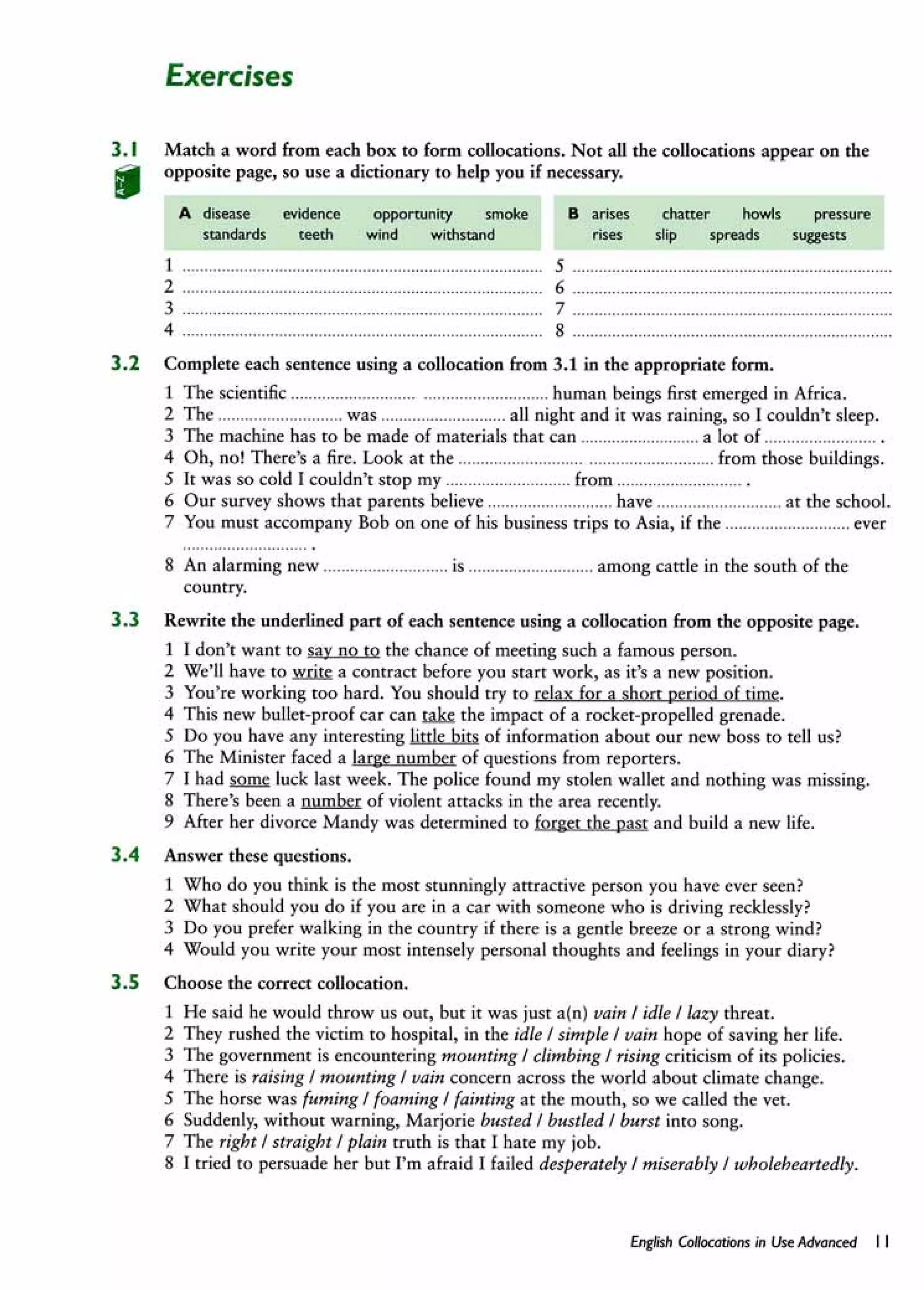English collocations advanced