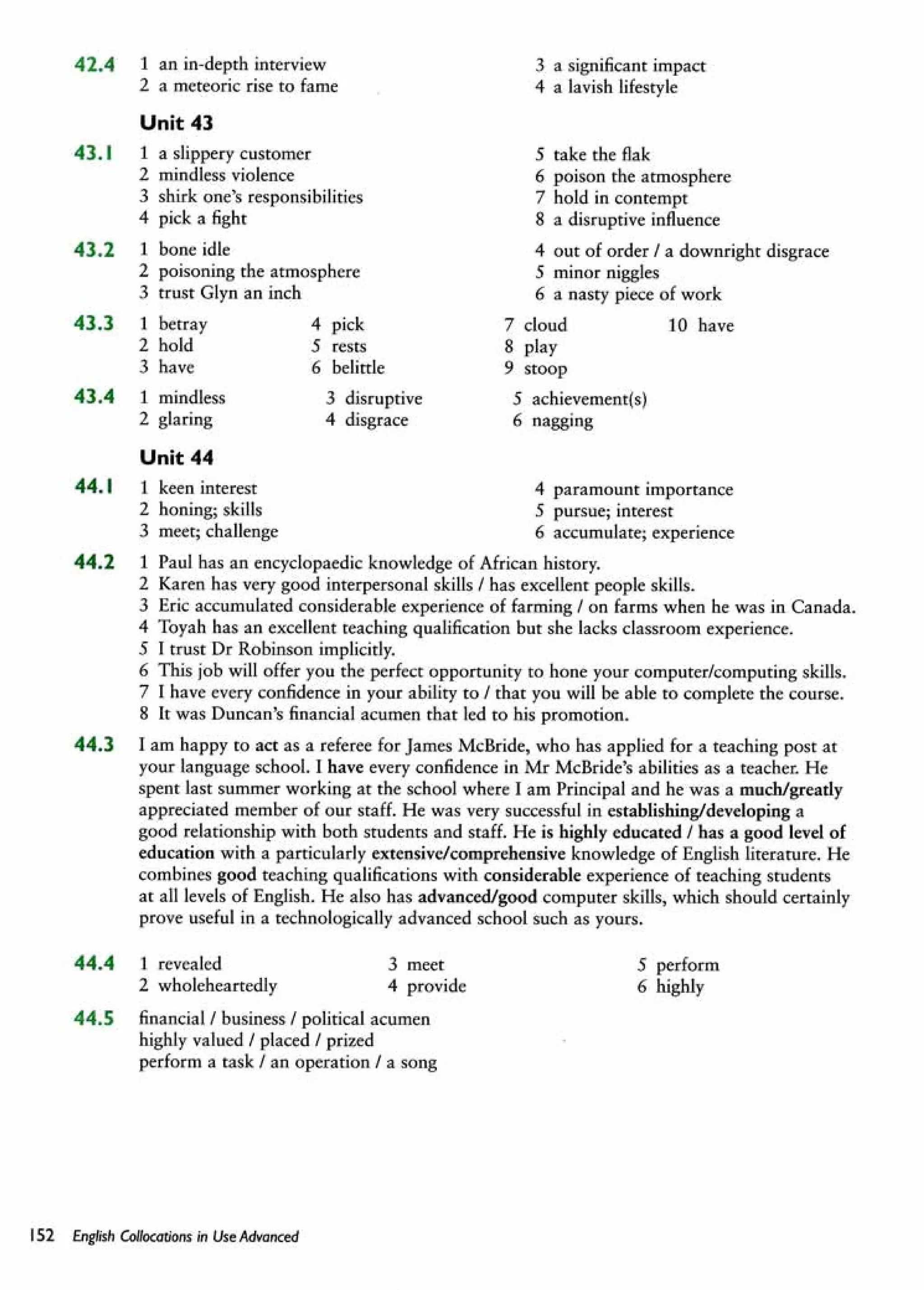 English collocations advanced