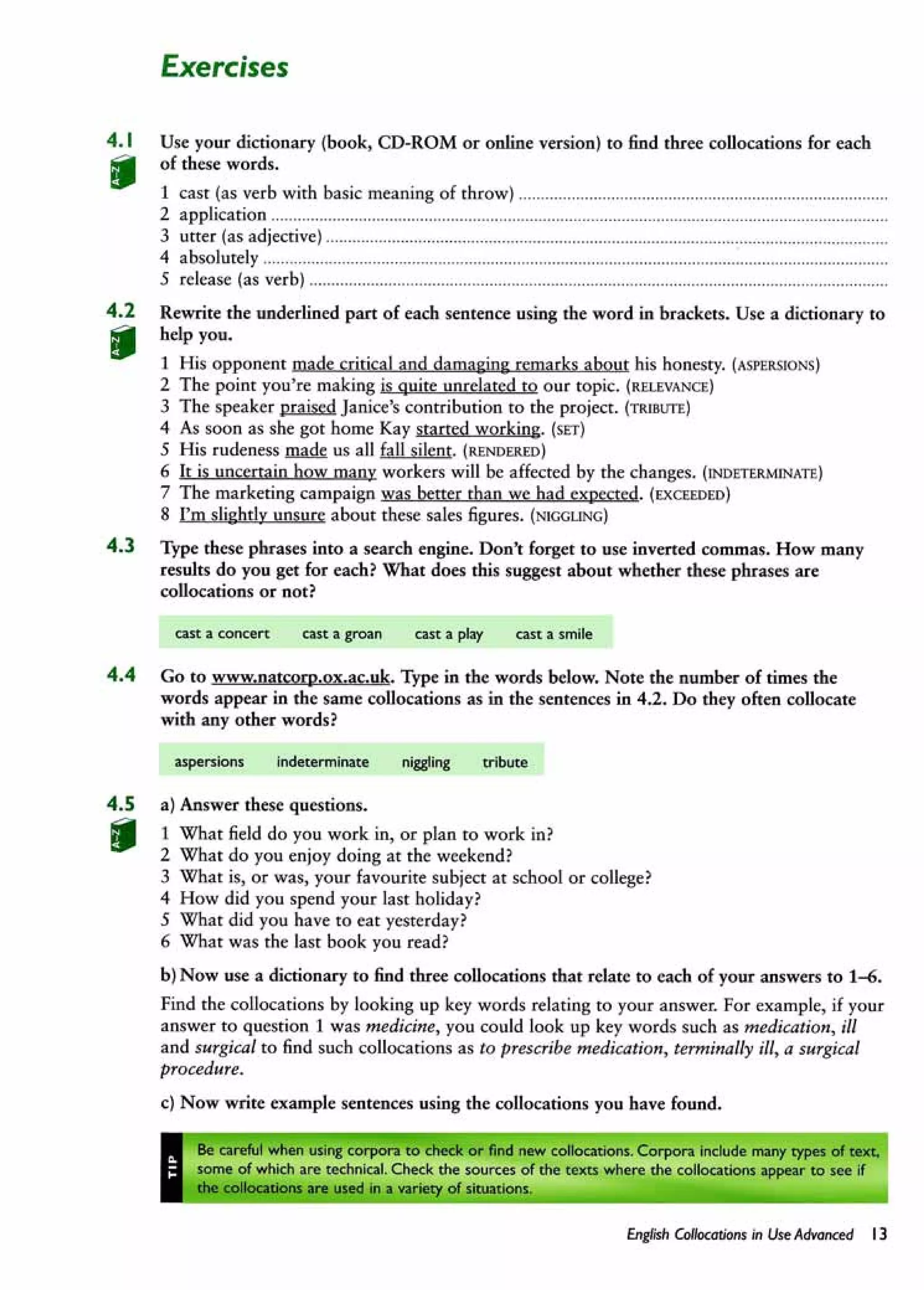 English collocations advanced
