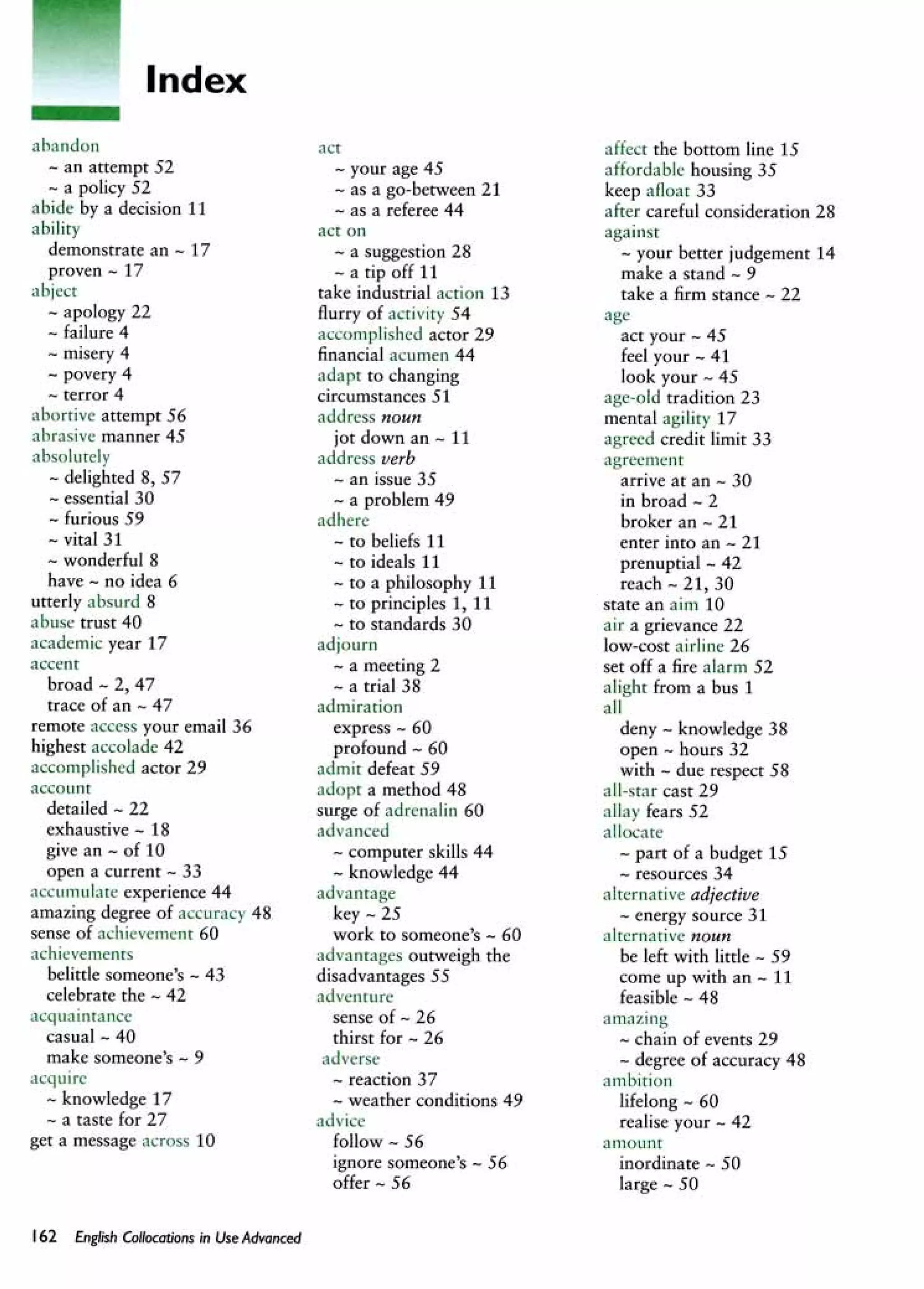 English collocations advanced