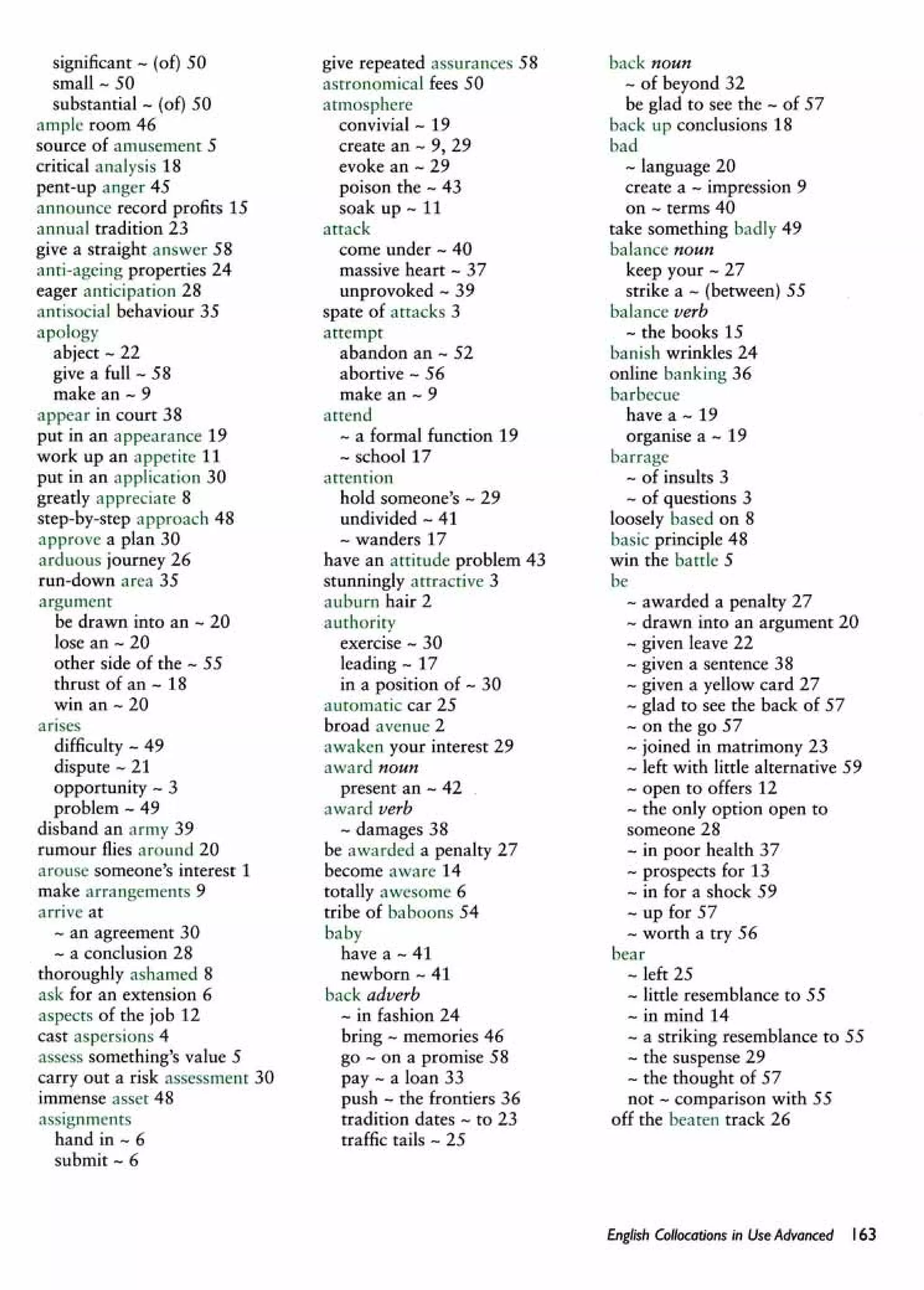 English collocations advanced