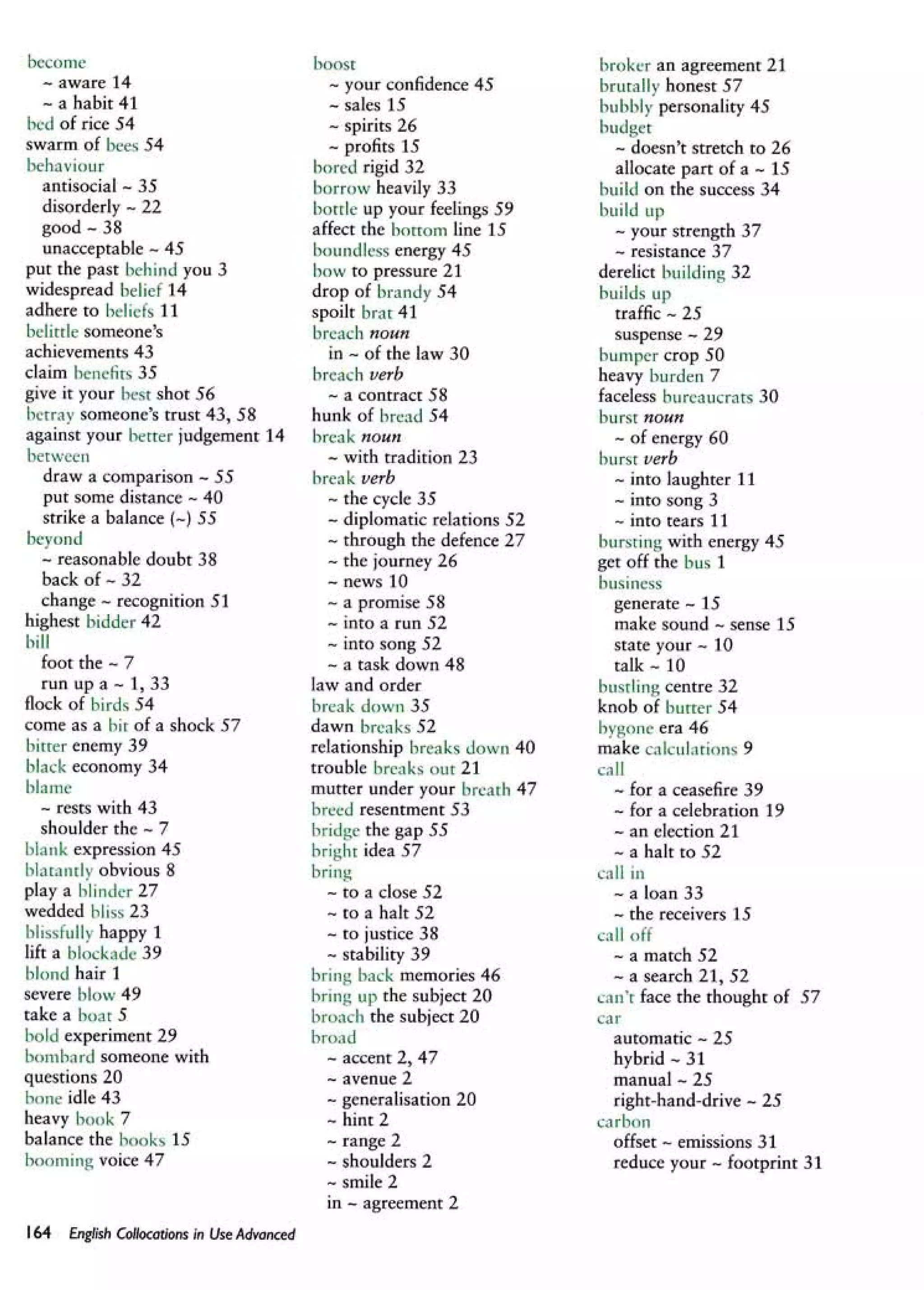 English collocations advanced