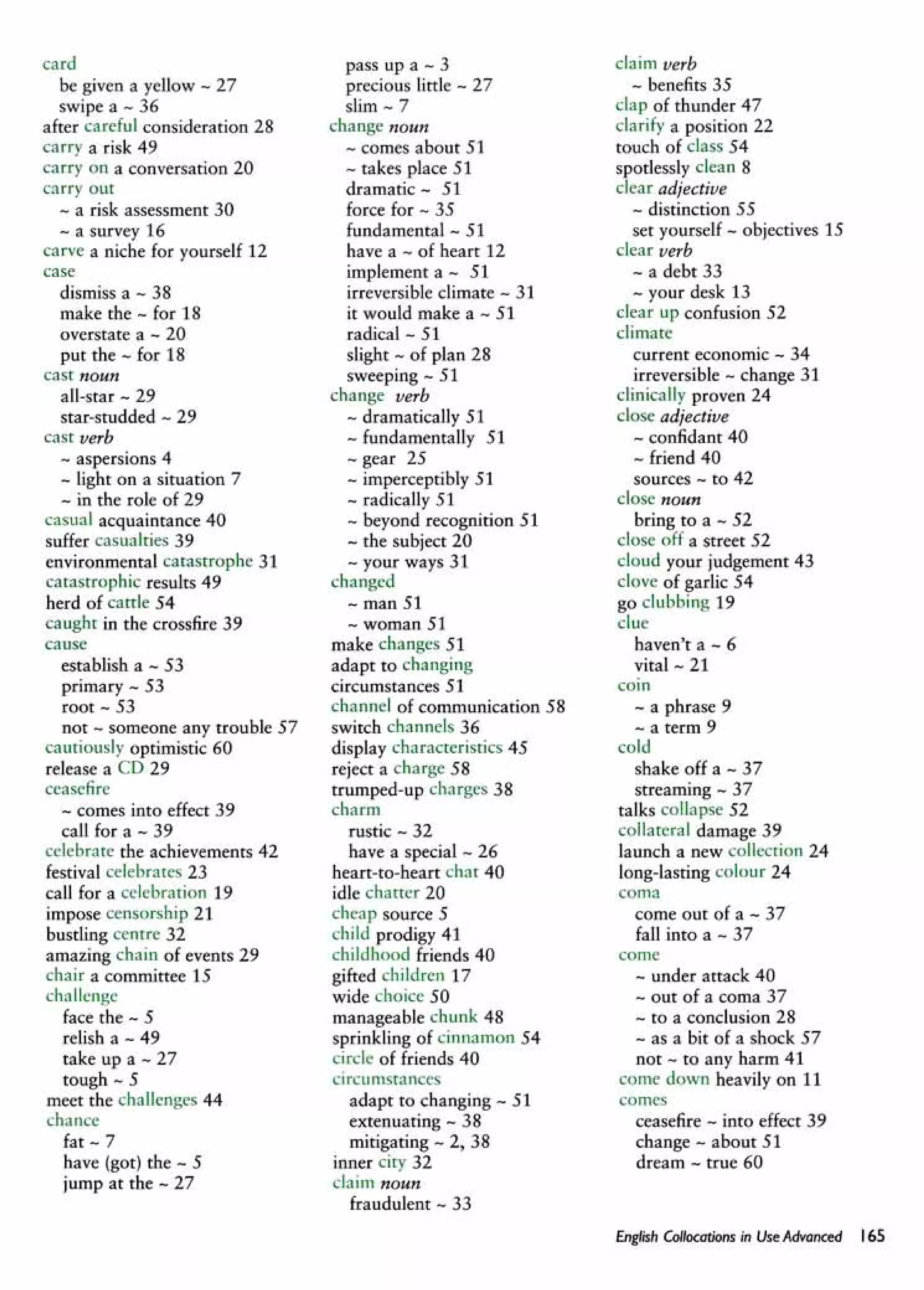 English collocations advanced