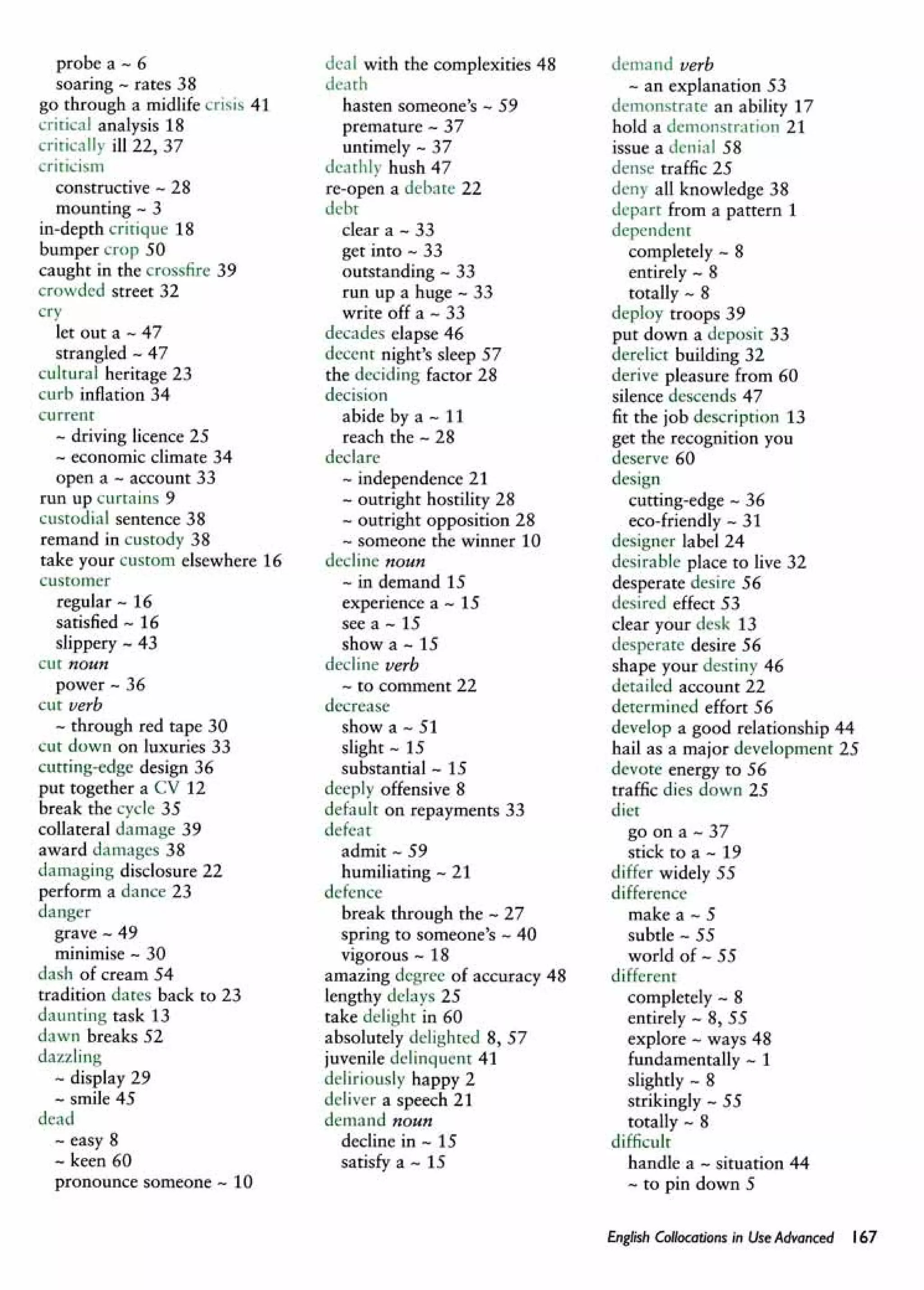 English collocations advanced