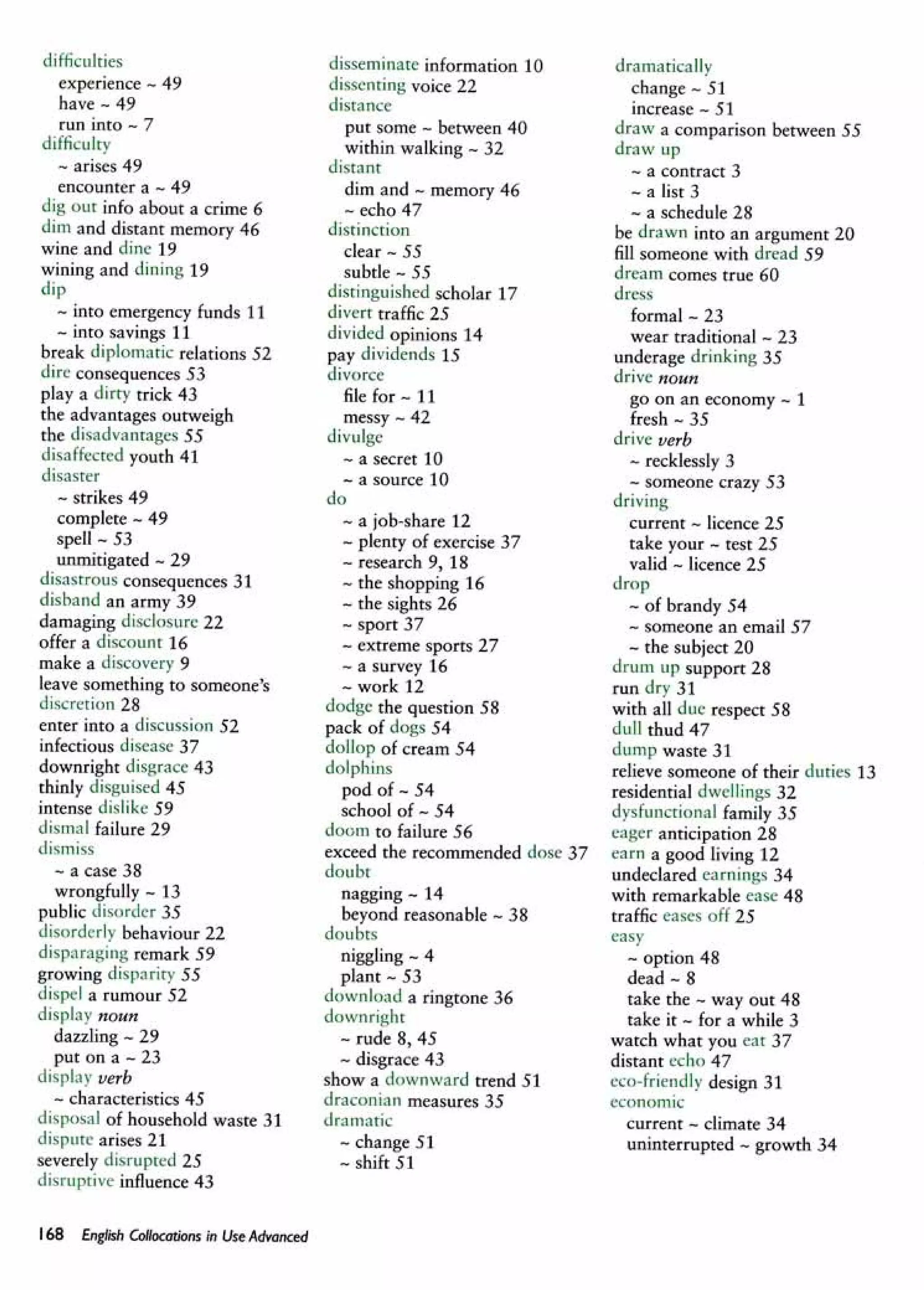 English collocations advanced