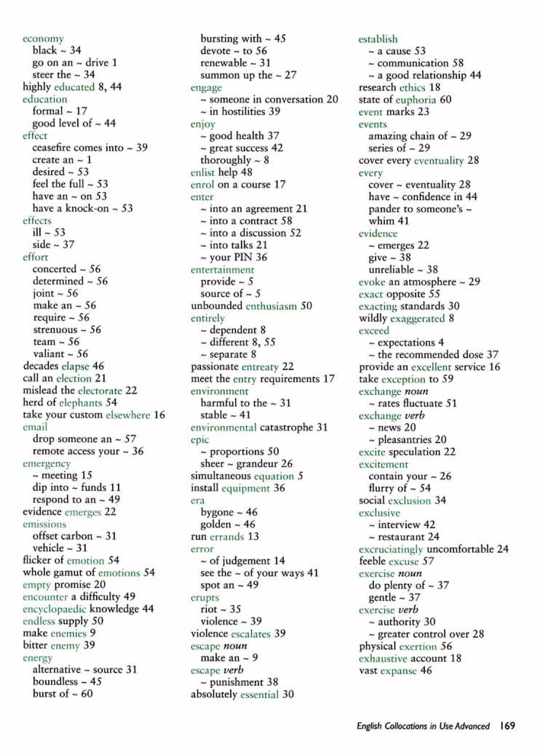 English collocations advanced