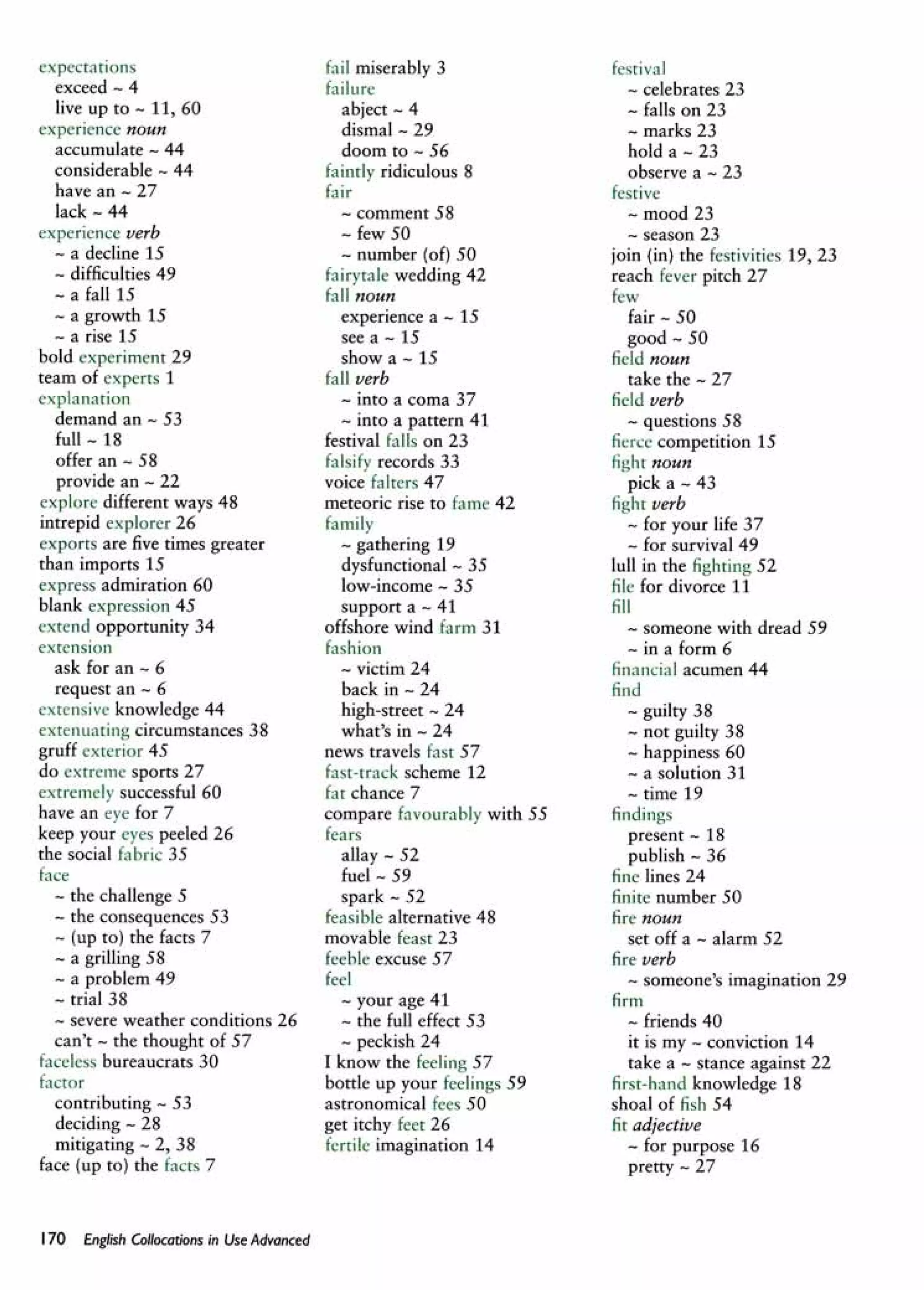 English collocations advanced