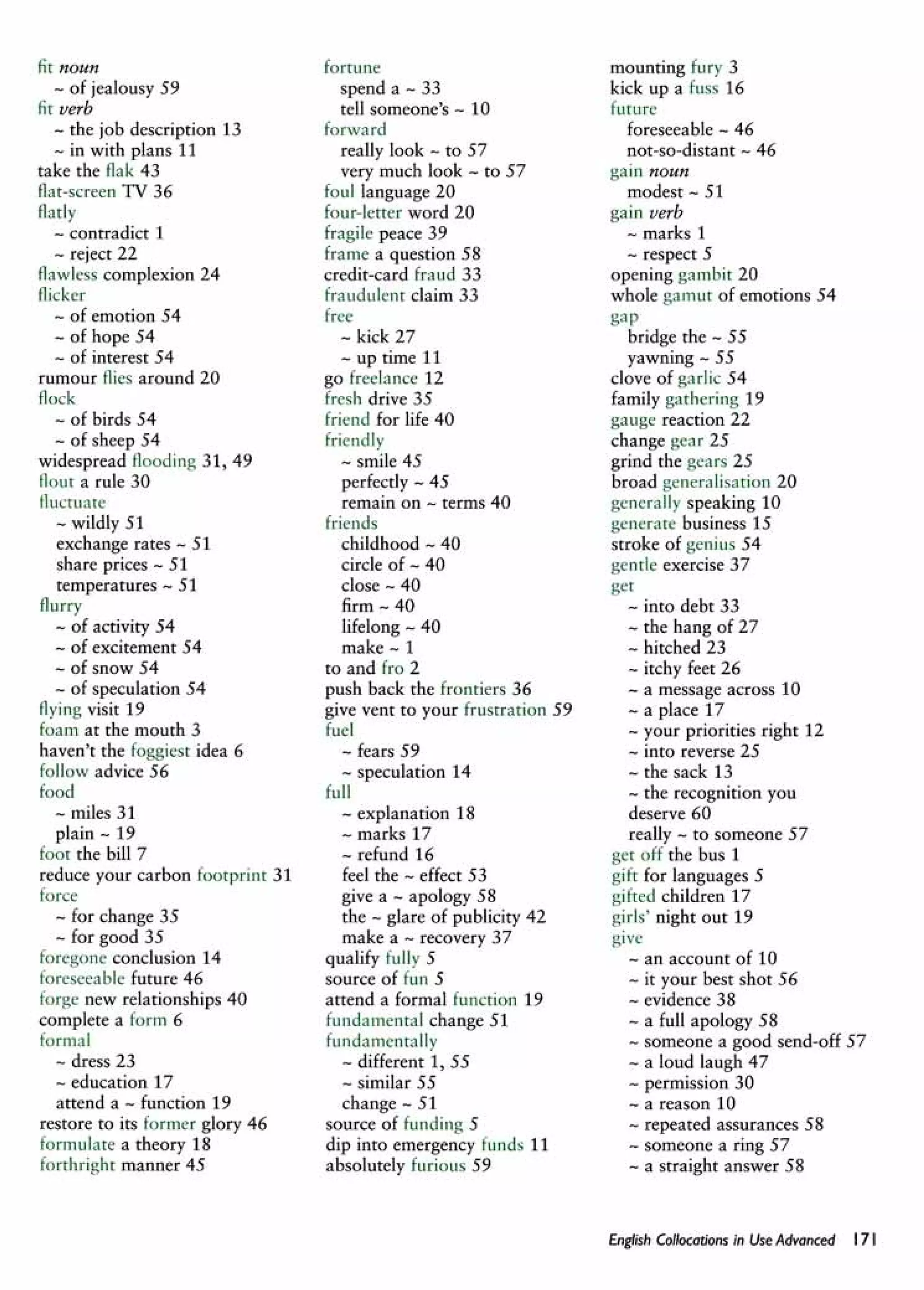 English collocations advanced