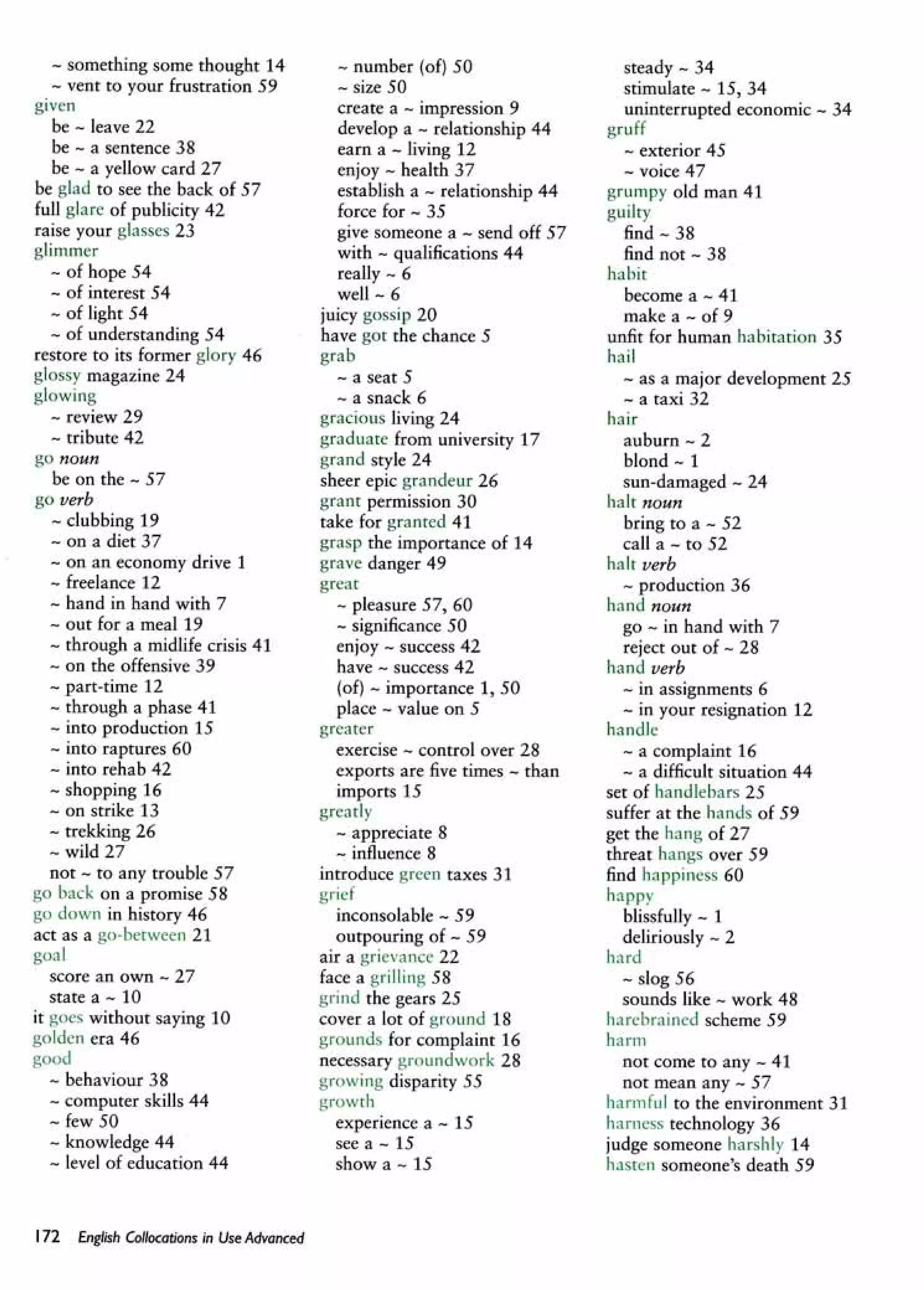 English collocations advanced