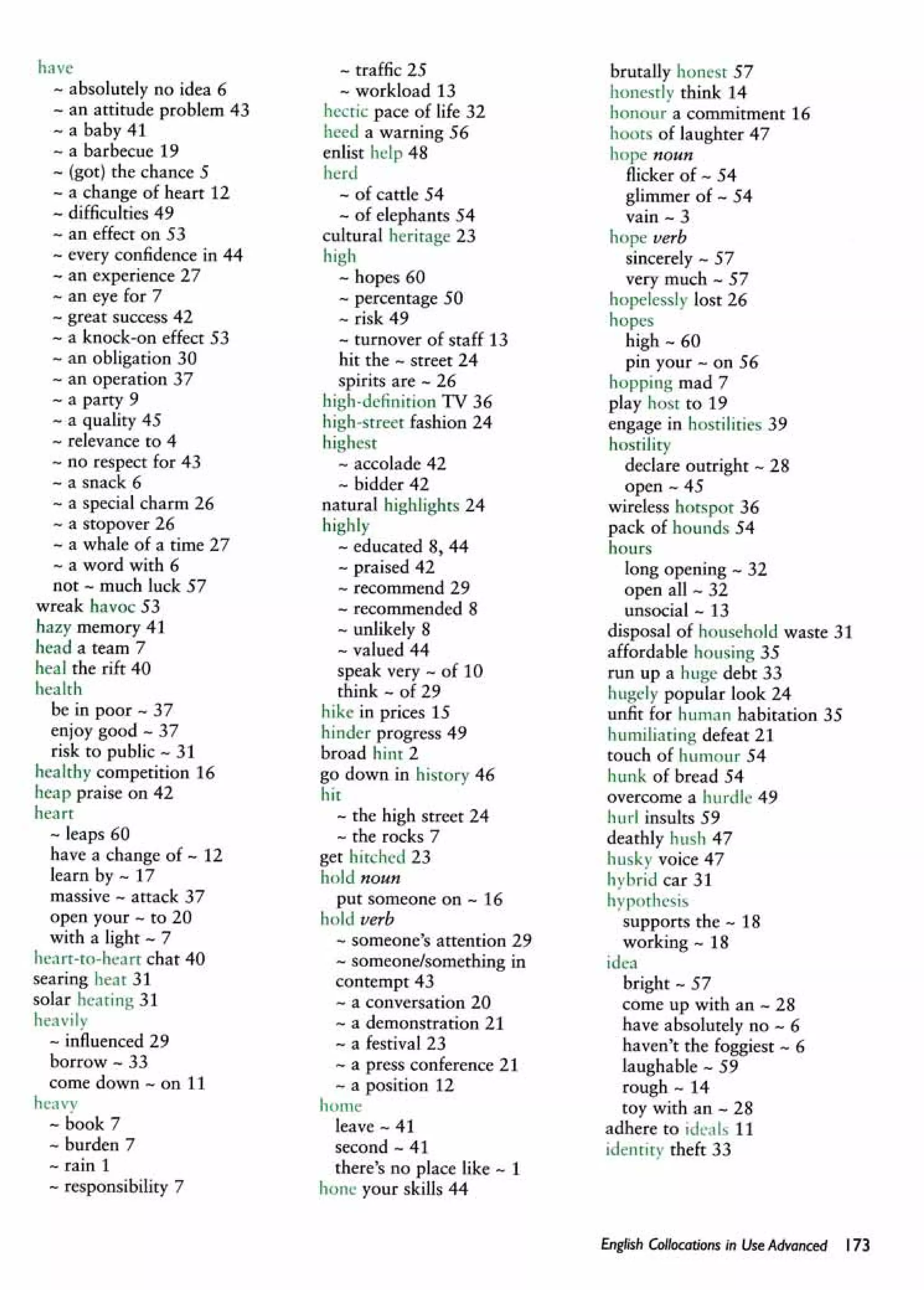 English collocations advanced