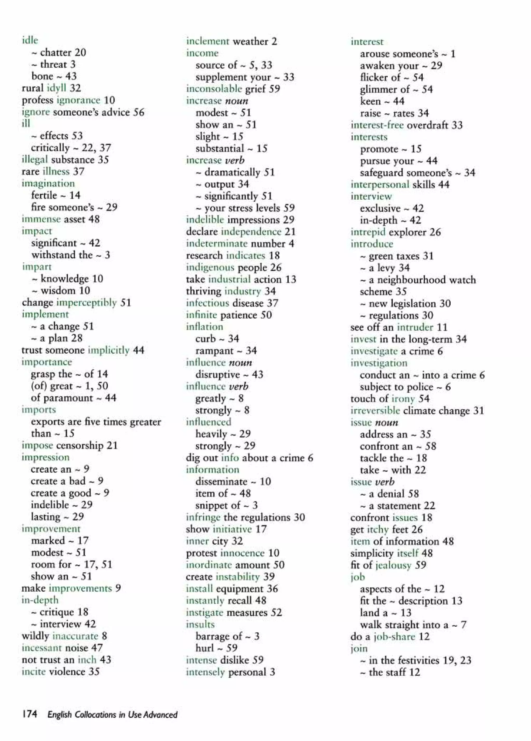 English collocations advanced