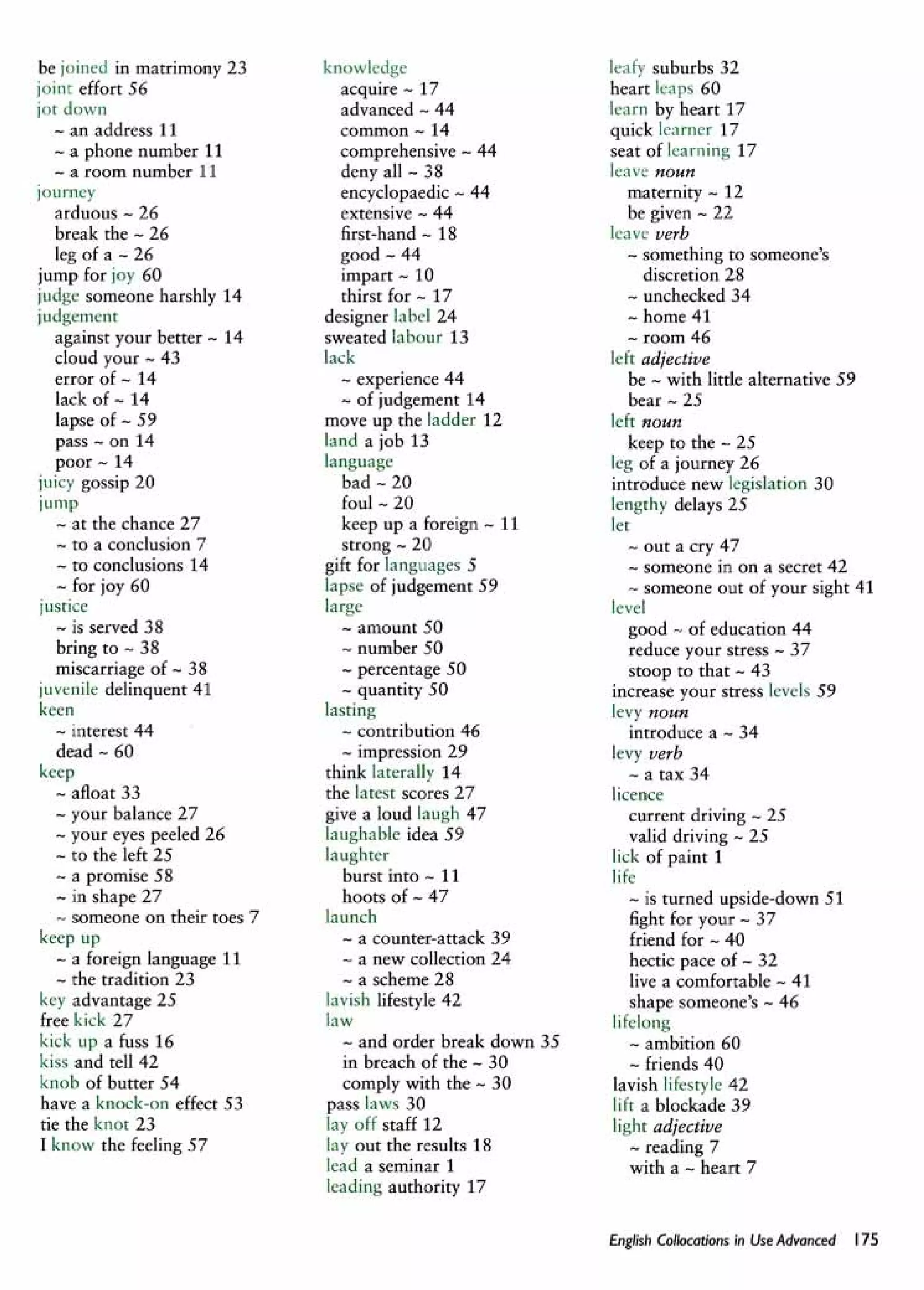 English collocations advanced