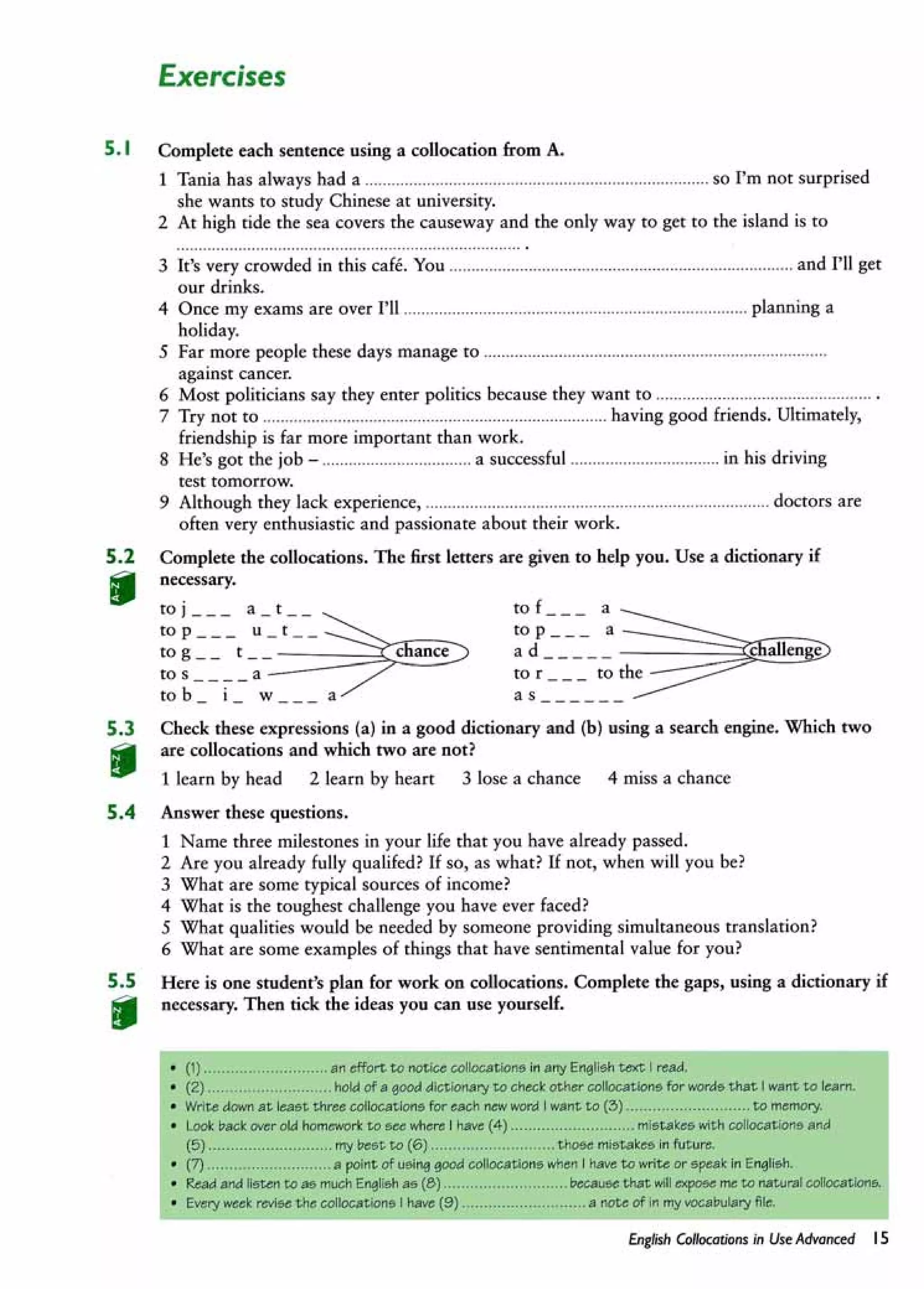 English collocations advanced
