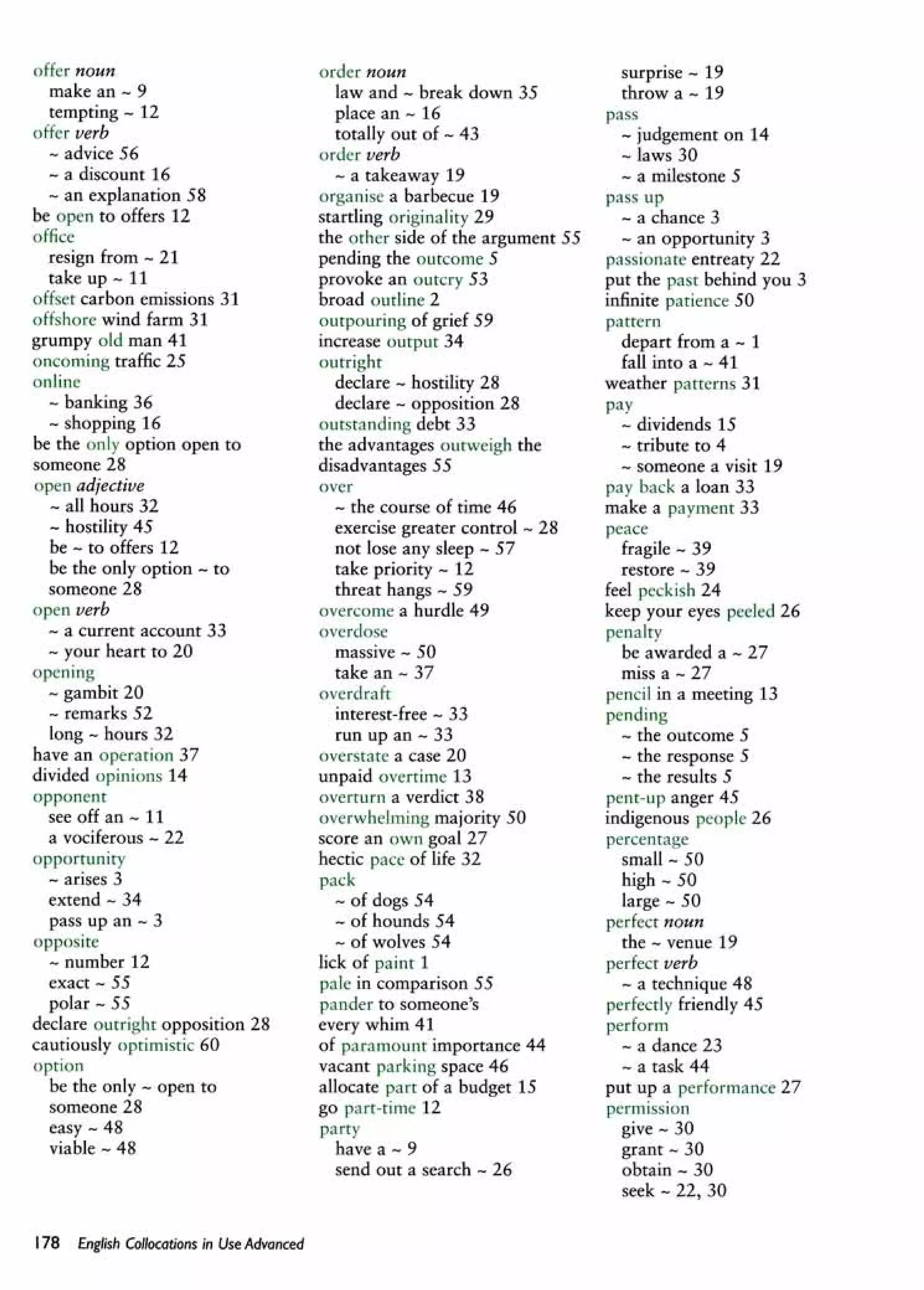 English collocations advanced