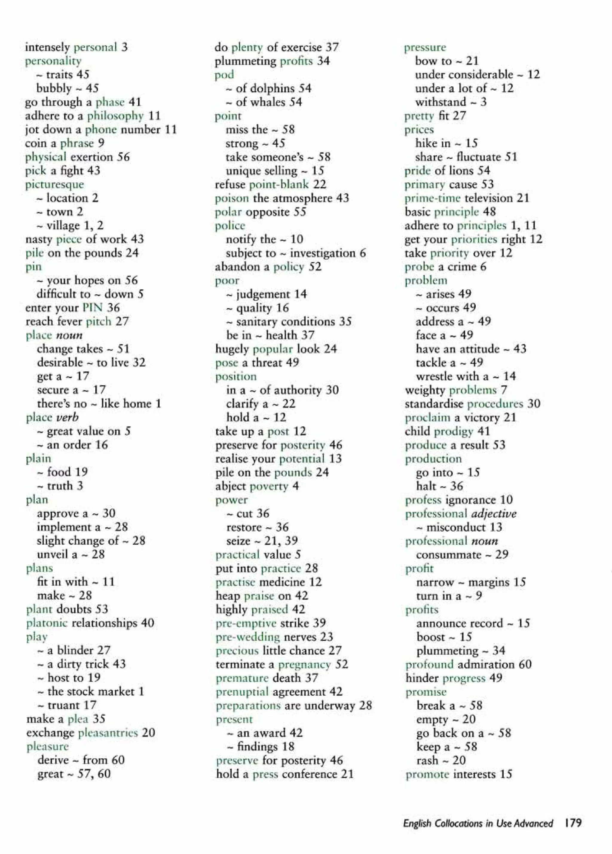 English collocations advanced