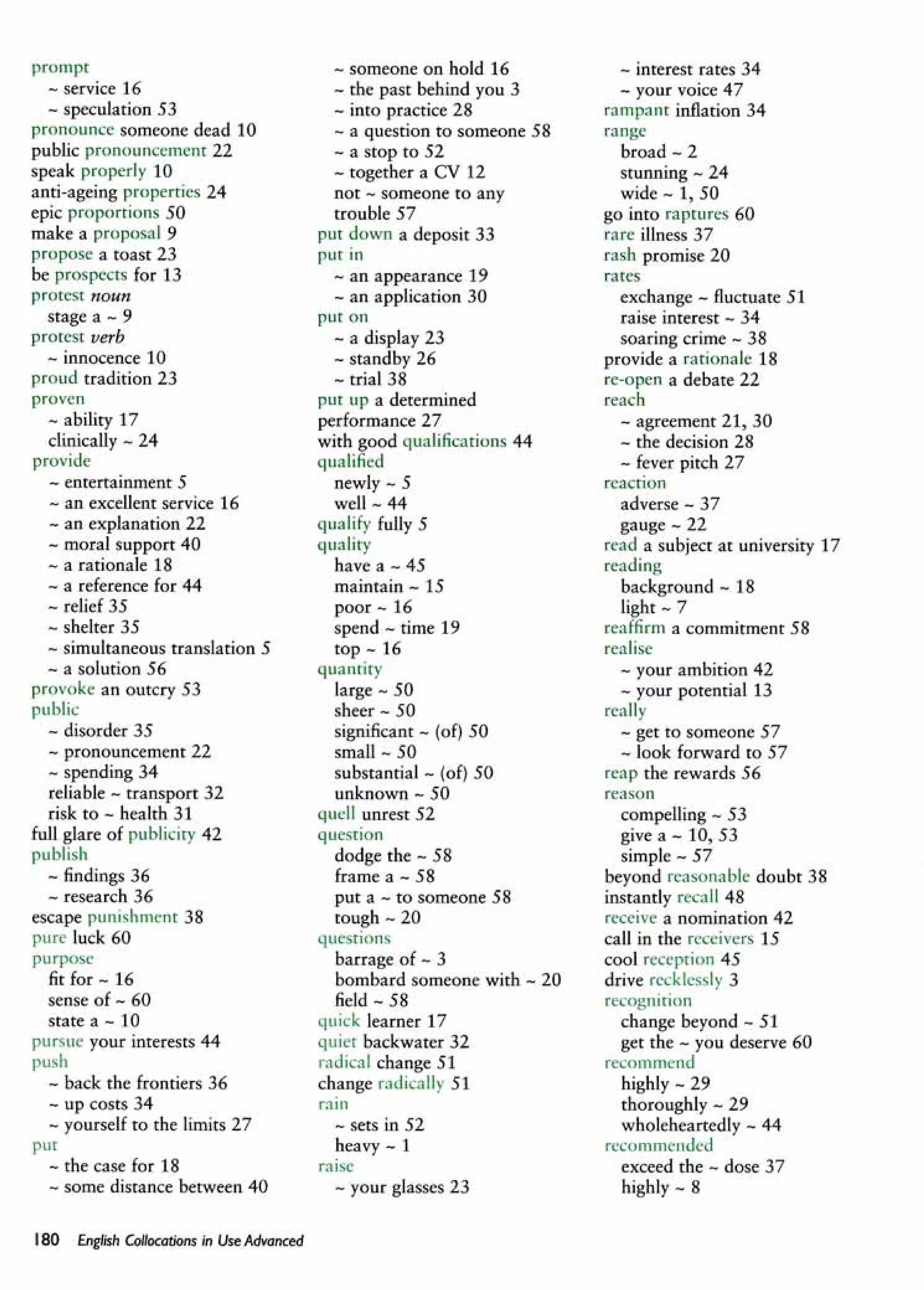 English collocations advanced