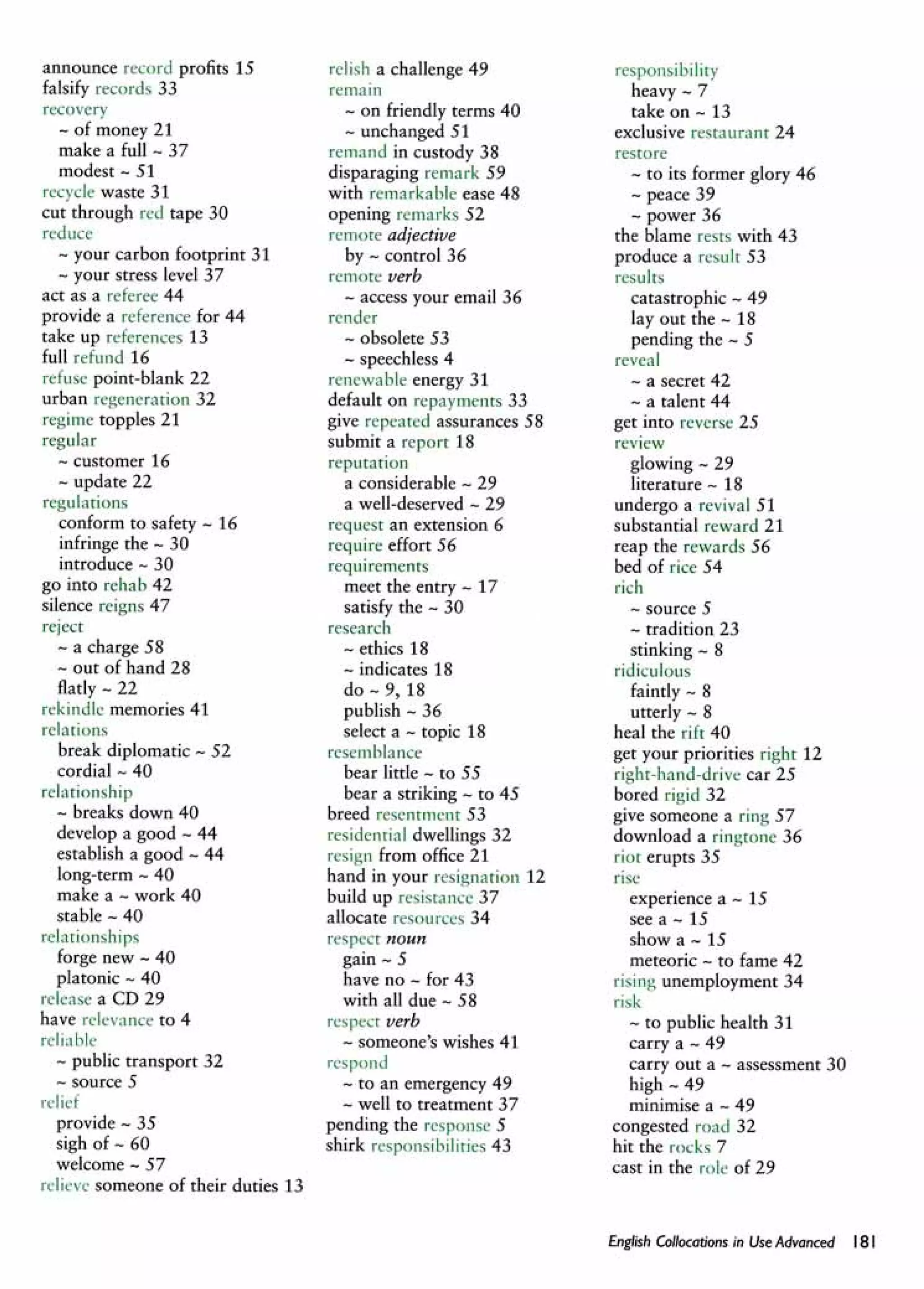 English collocations advanced