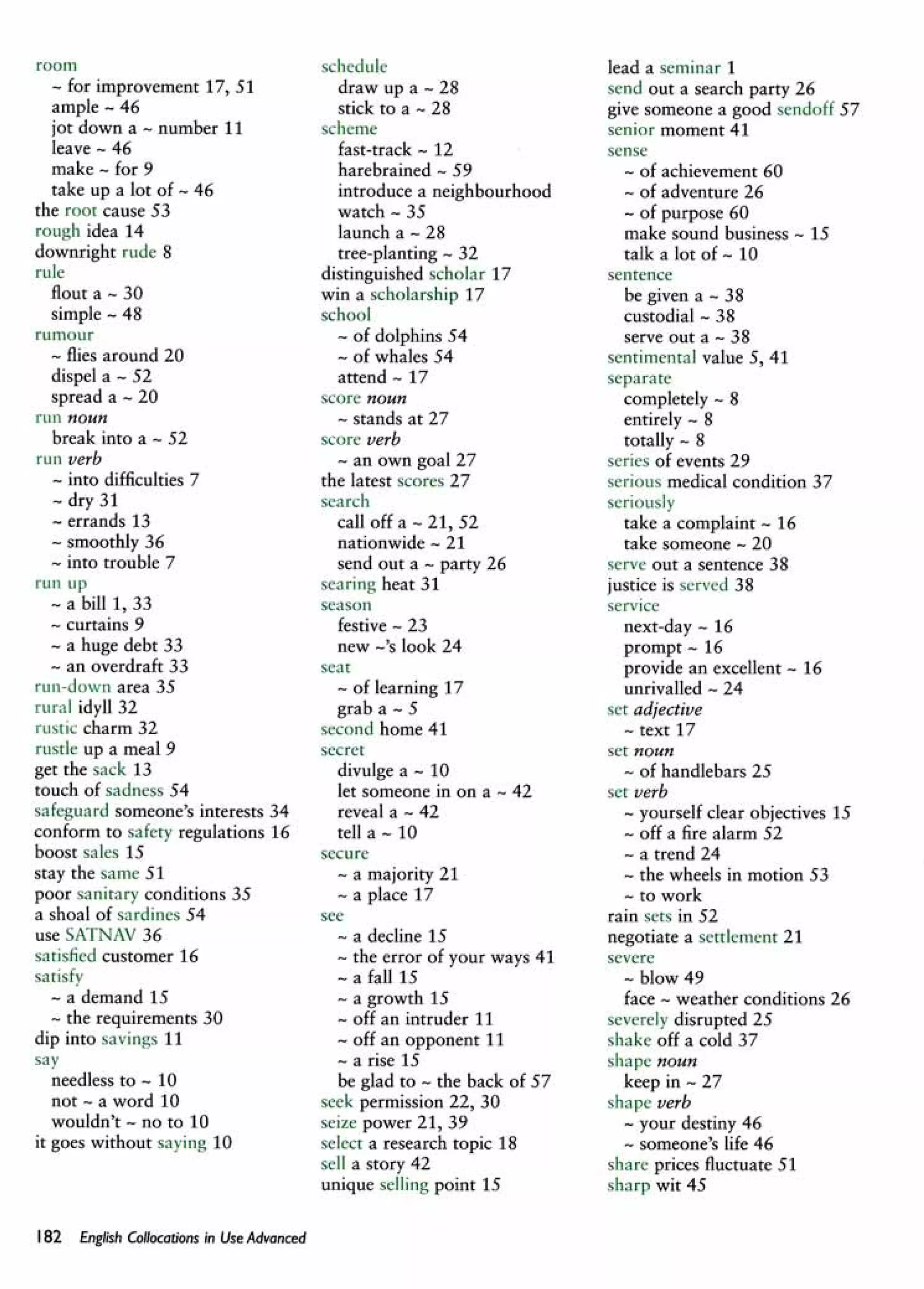 English collocations advanced