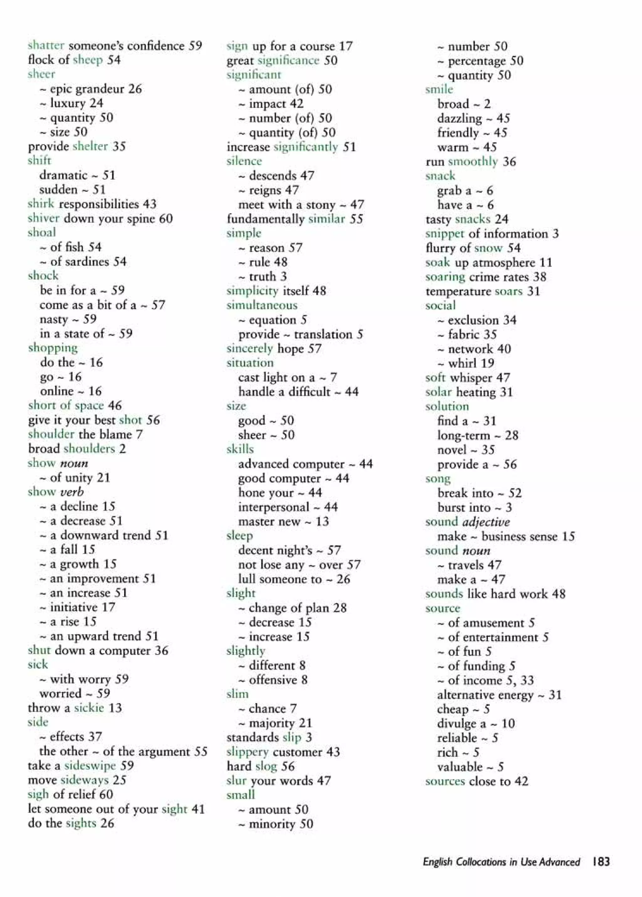 English collocations advanced